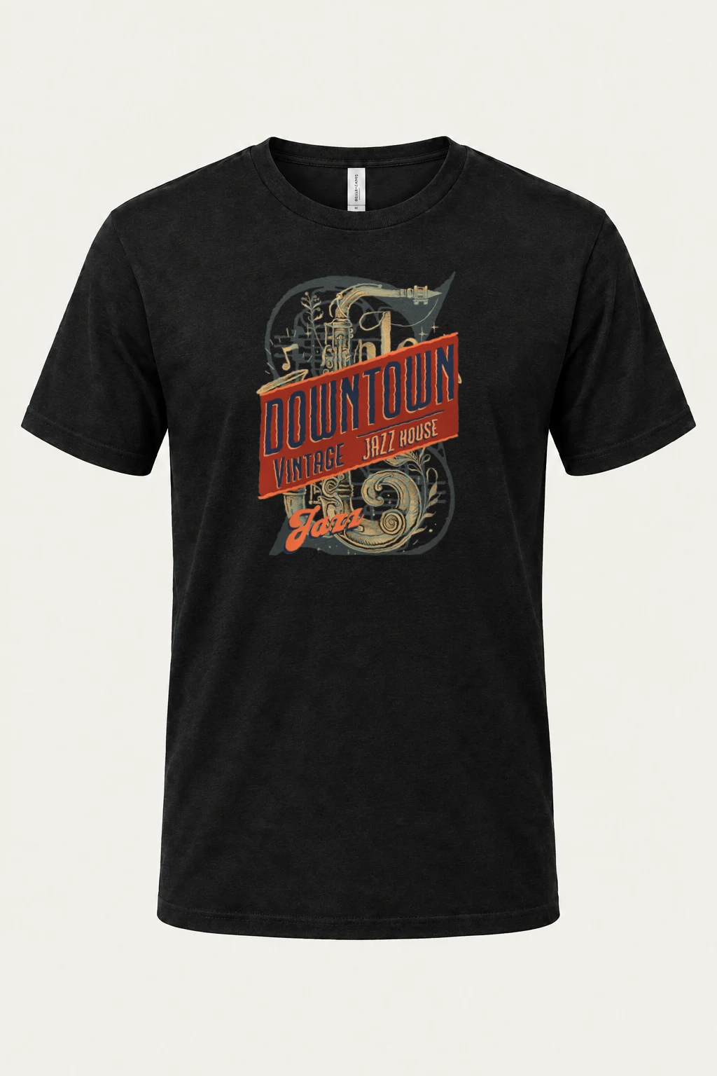 "Downtown Vintage Jazz House" Heavyweight Unisex Crewneck T-shirt | Gildan 5000