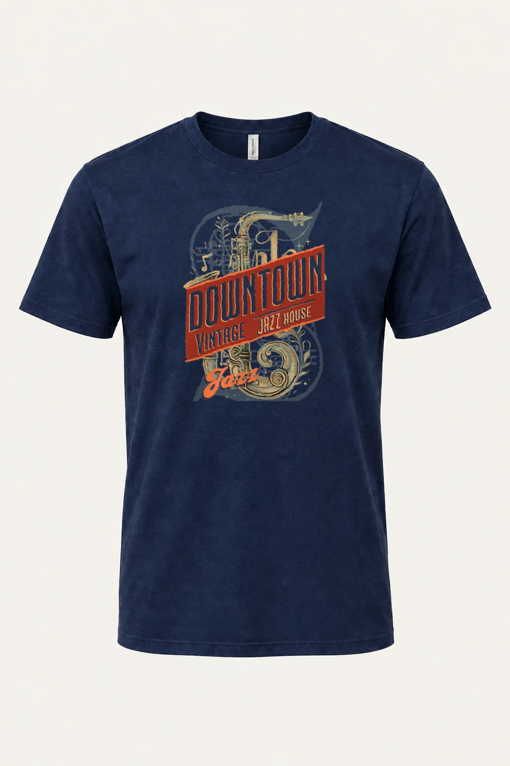 "Downtown Vintage Jazz House" Heavyweight Unisex Crewneck T-shirt | Gildan 5000