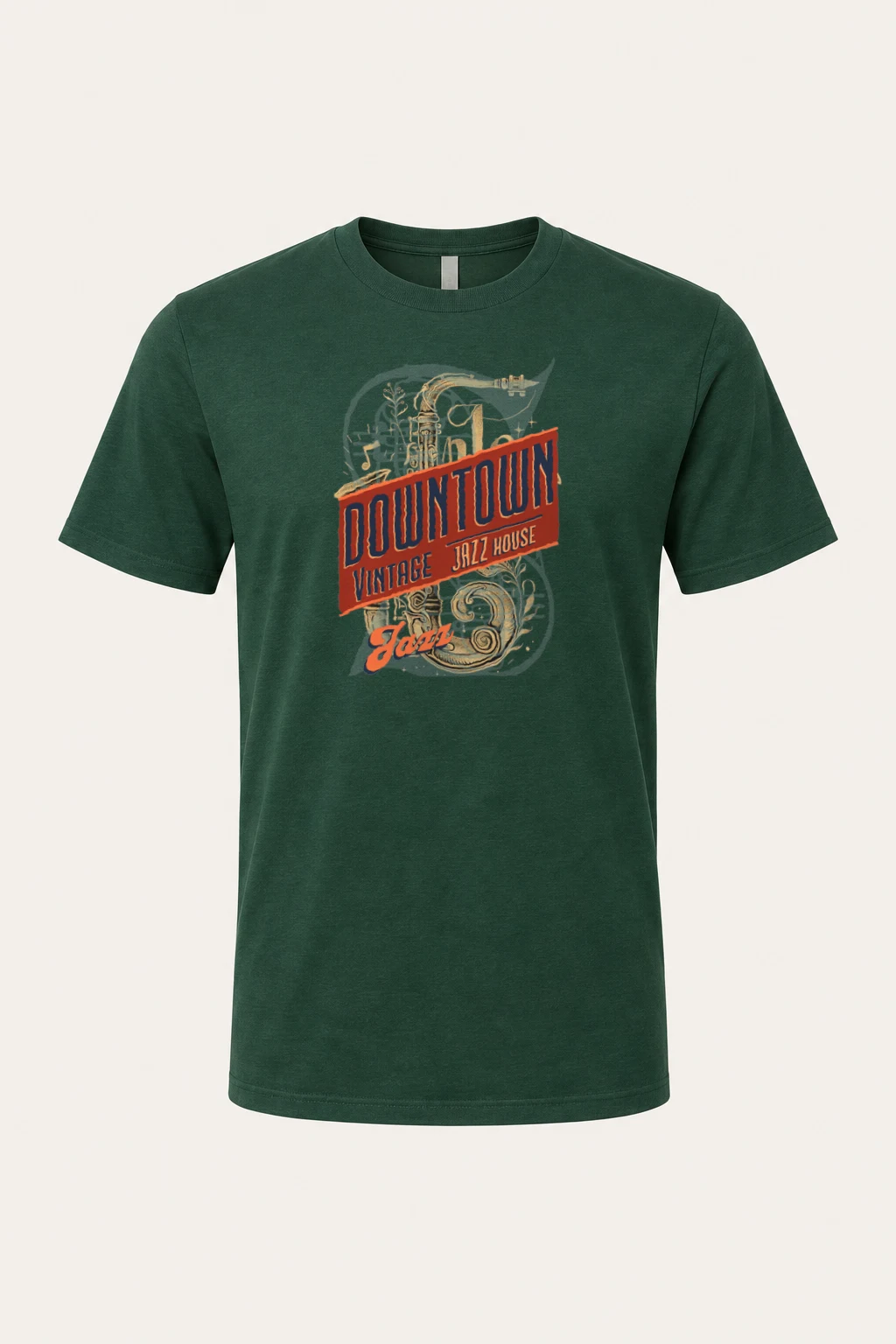 "Downtown Vintage Jazz House" Heavyweight Unisex Crewneck T-shirt | Gildan 5000