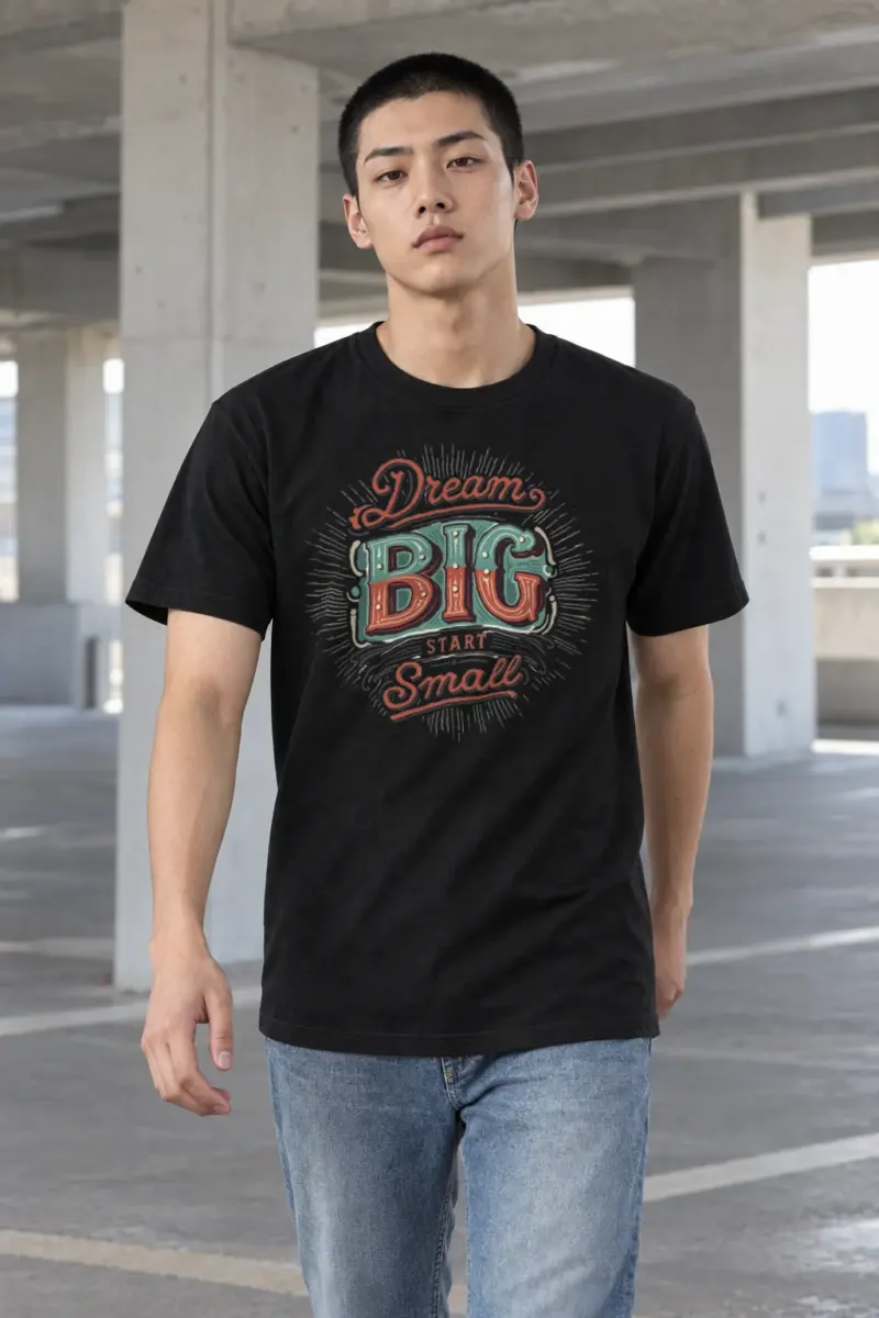 "Dream Big Start Small" Heavyweight Unisex Crewneck T-shirt | Gildan 5000