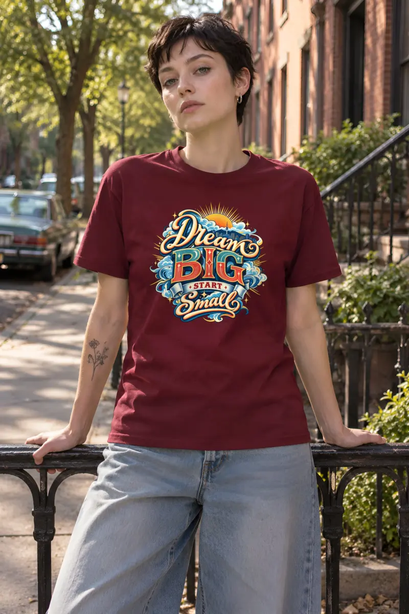 "Radiant Skyline Script" Heavyweight Unisex Crewneck T-shirt