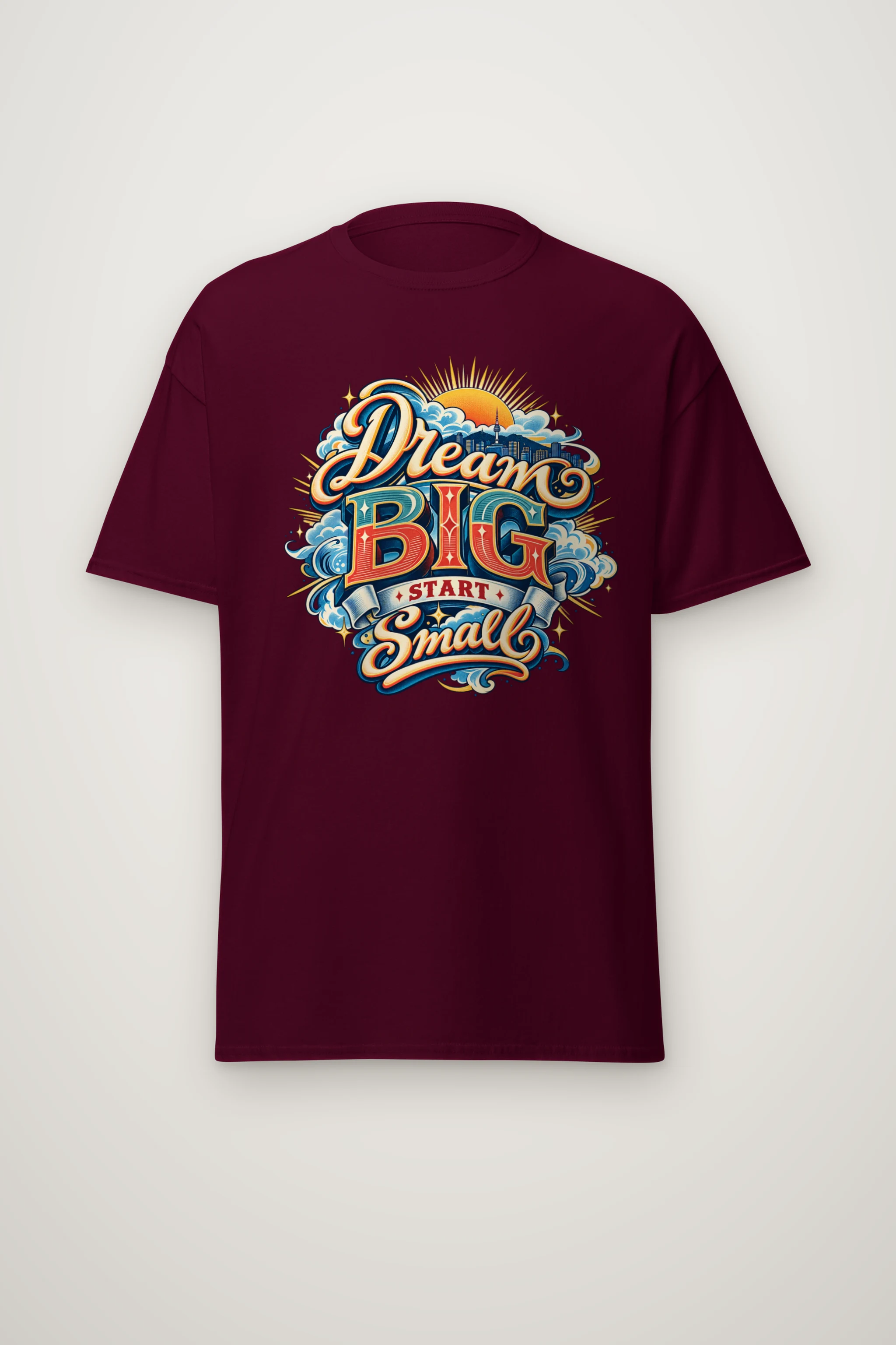 "Radiant Skyline Script" Heavyweight Unisex Crewneck T-shirt