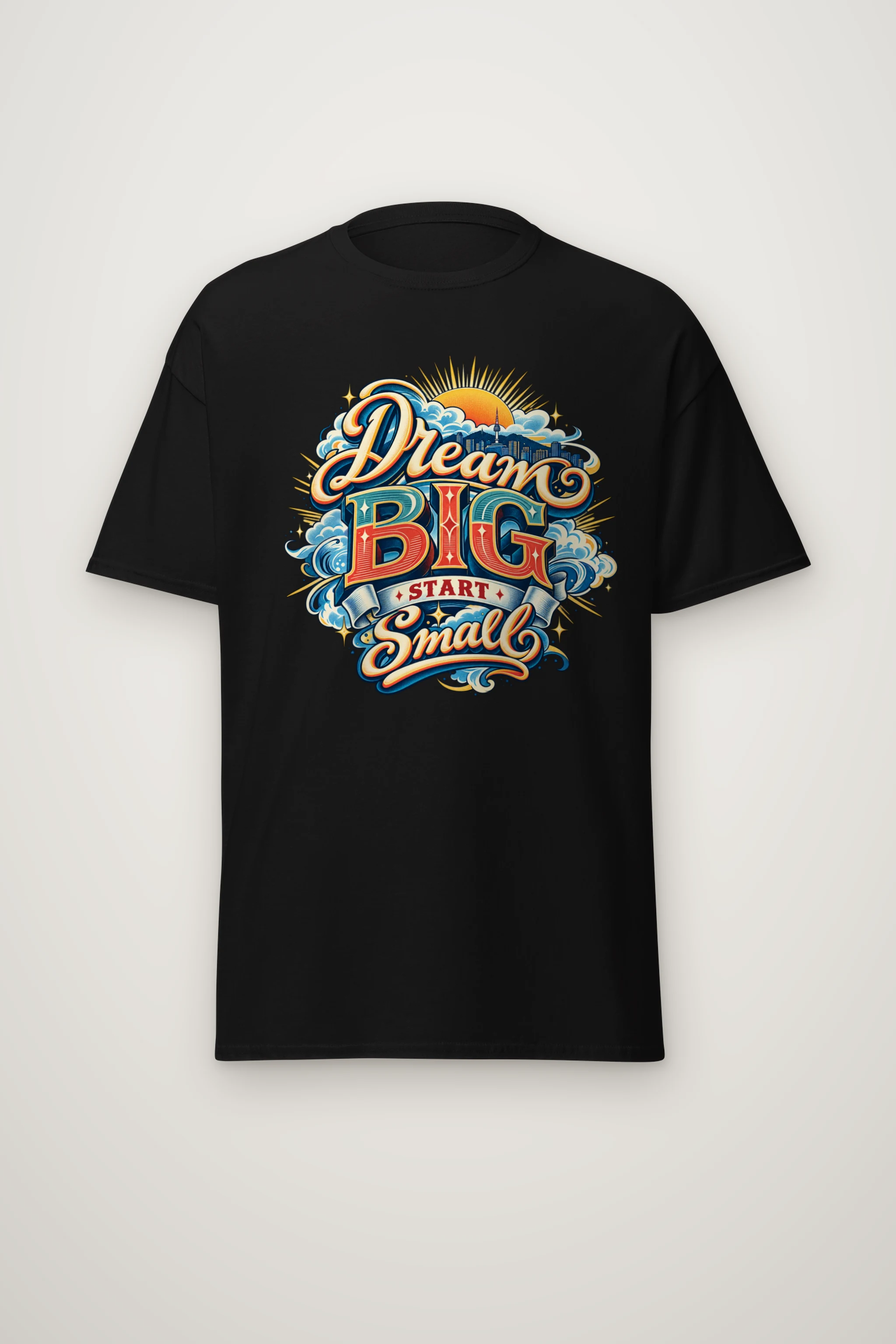 "Radiant Skyline Script" Heavyweight Unisex Crewneck T-shirt