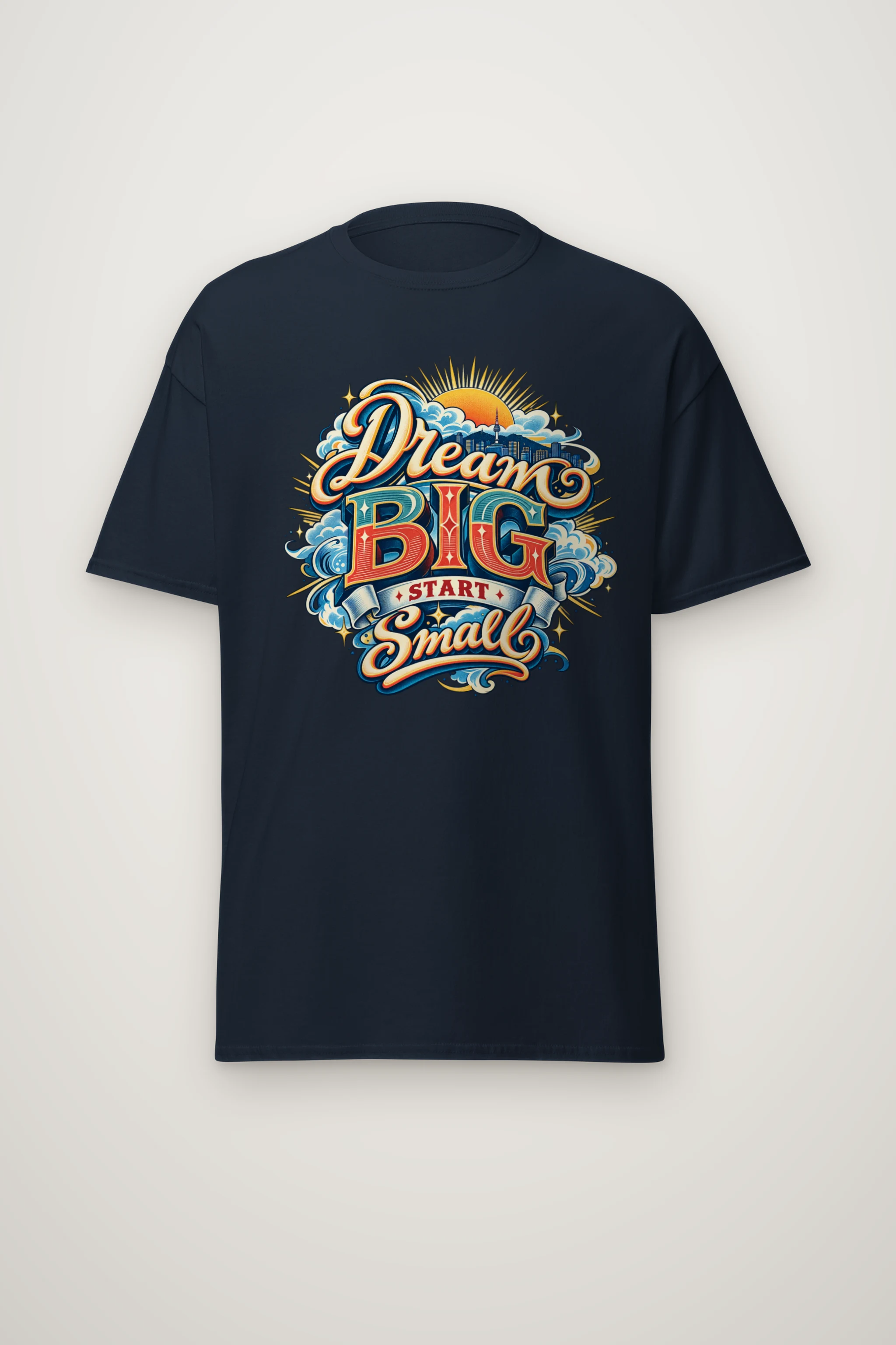 "Radiant Skyline Script" Heavyweight Unisex Crewneck T-shirt