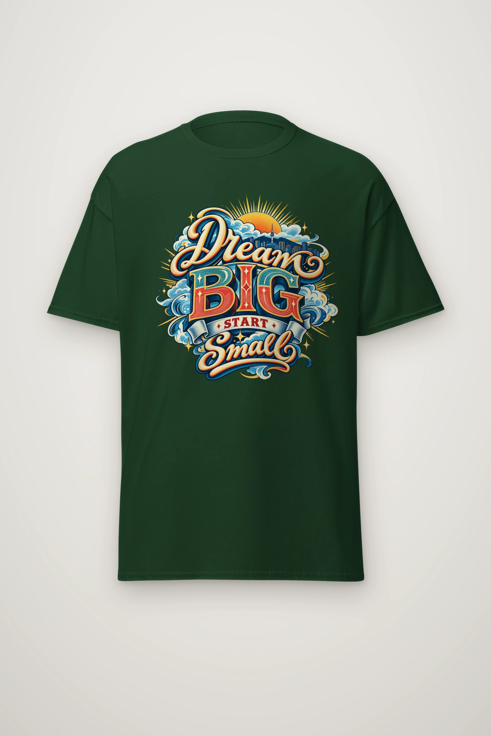 "Radiant Skyline Script" Heavyweight Unisex Crewneck T-shirt