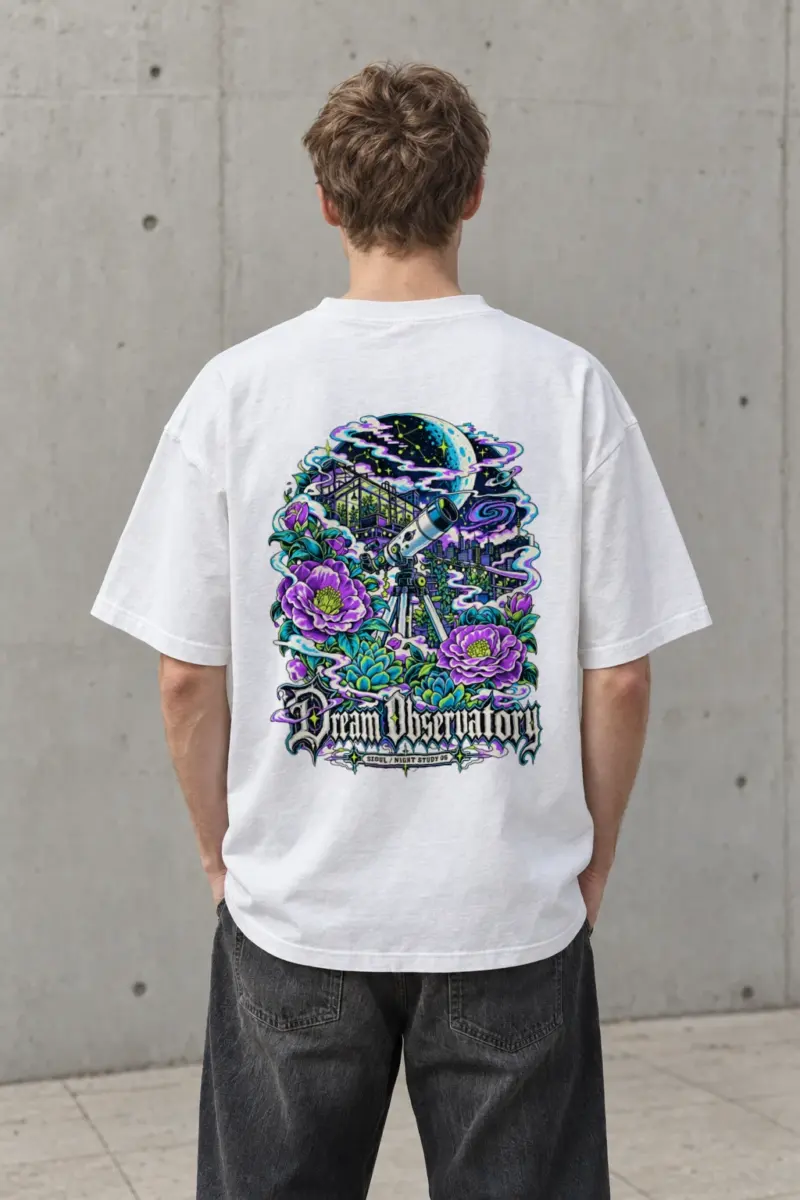 "Dream Observatory" Men's Oversized Heavyweight Crewneck T-Shirt