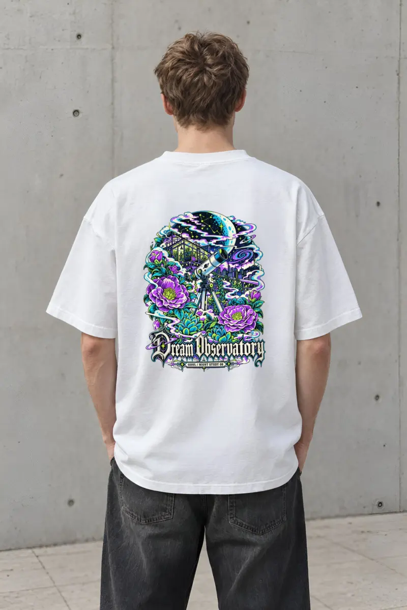 "Dream Observatory" Men's Oversized Heavyweight Crewneck T-Shirt