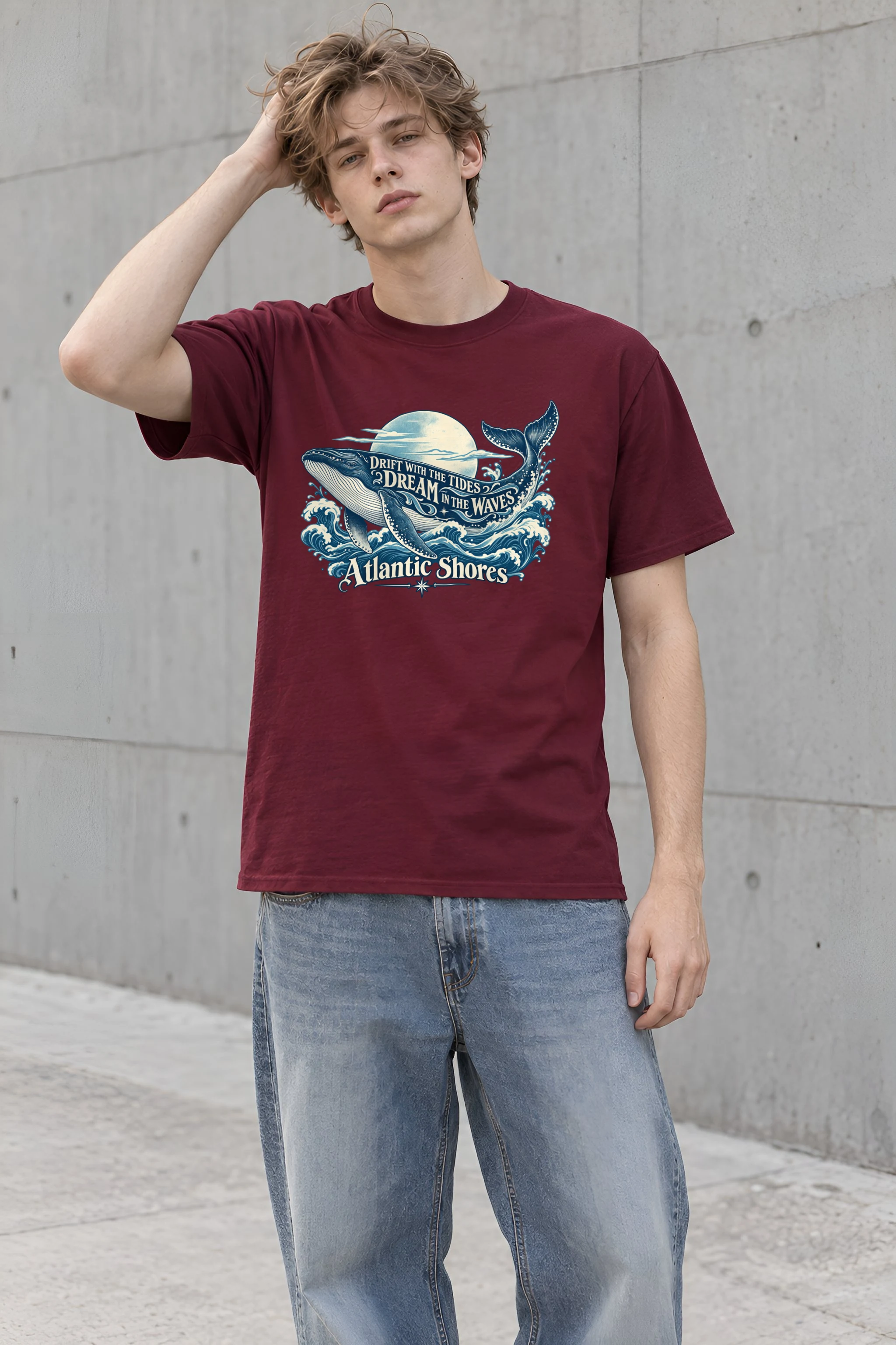 "Drift With The Tides" Heavyweight Unisex Crewneck T-shirt