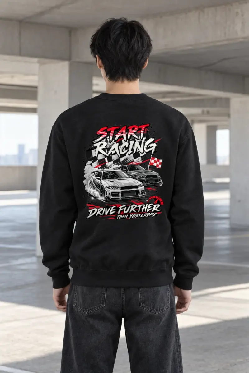 "Drive Further Than Yesterday" Heavy Blend Unisex Crewneck Sweatshirt | Gildan 18000