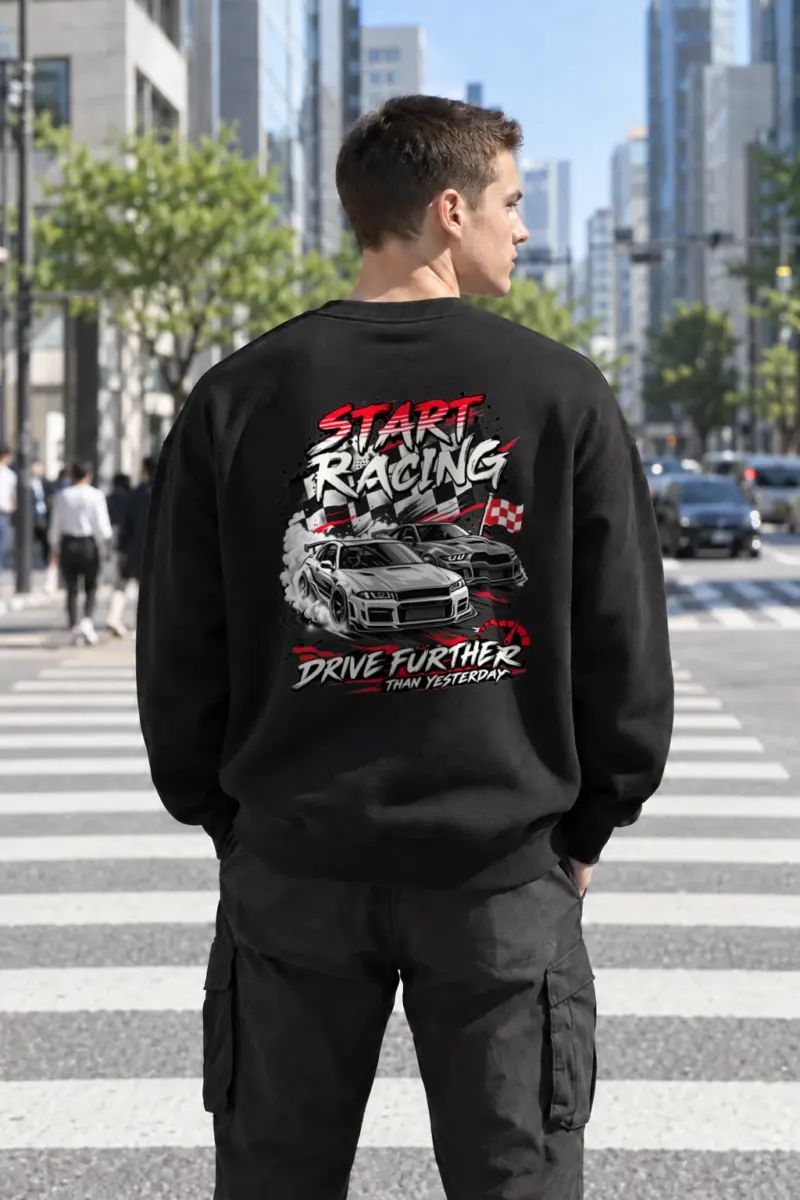 "Drive Further Than Yesterday" Heavy Blend Unisex Crewneck Sweatshirt | Gildan 18000