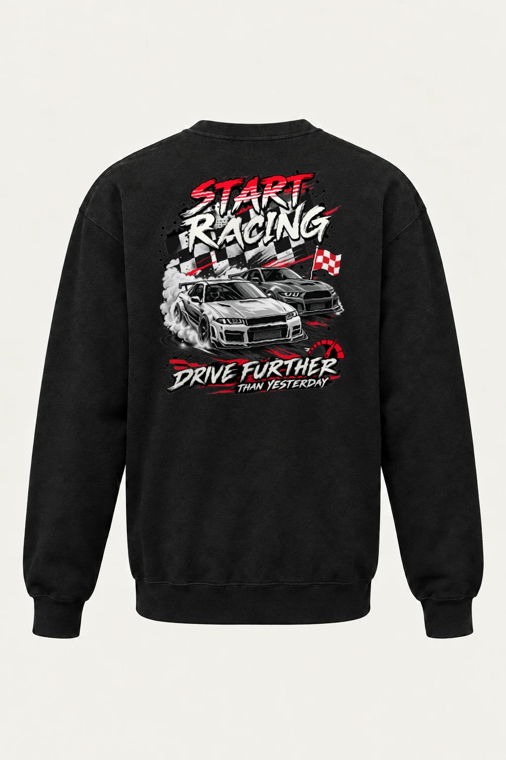 "Drive Further Than Yesterday" Heavy Blend Unisex Crewneck Sweatshirt | Gildan 18000