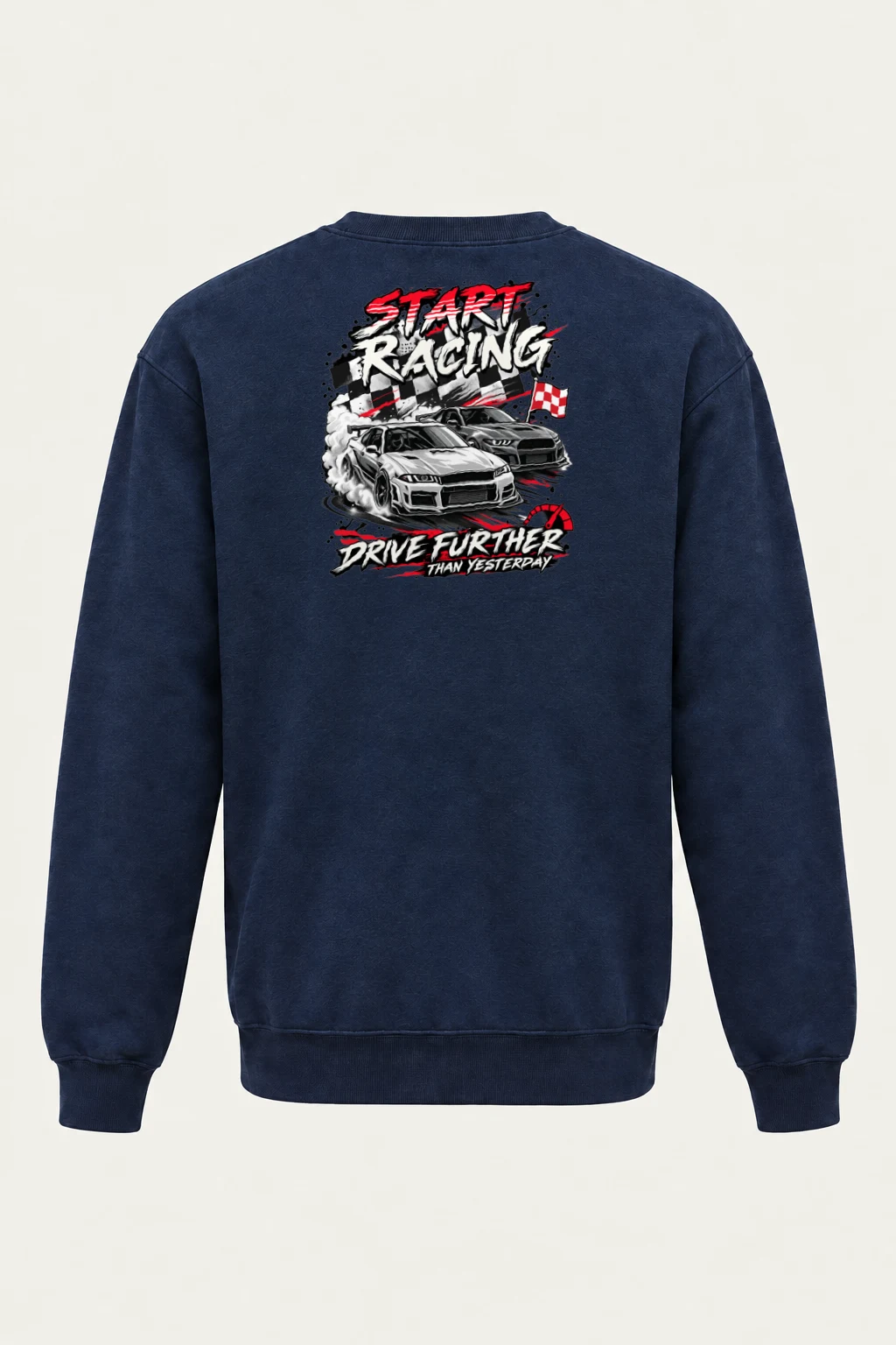 "Drive Further Than Yesterday" Heavy Blend Unisex Crewneck Sweatshirt | Gildan 18000