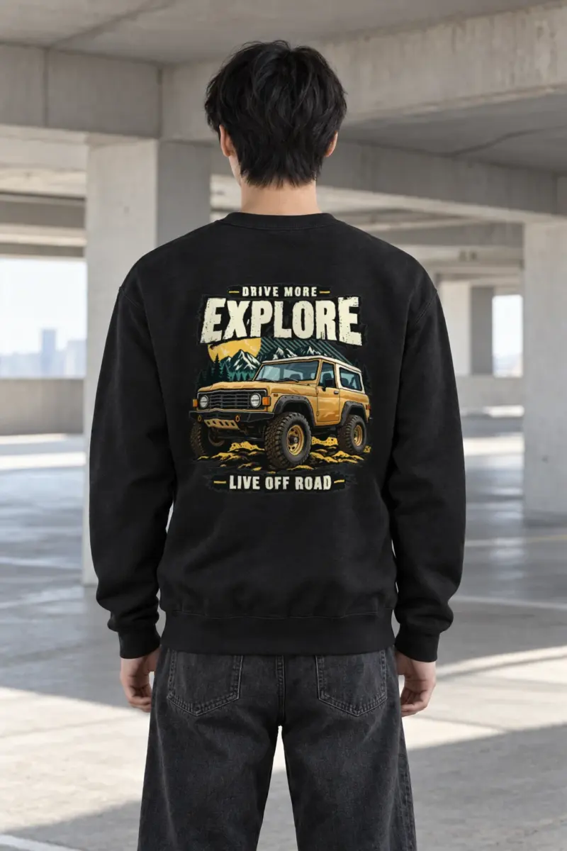"Drive More Explore" Heavy Blend Unisex Crewneck Sweatshirt | Gildan 18000
