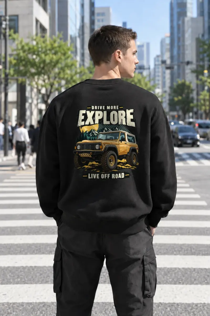 "Drive More Explore" Heavy Blend Unisex Crewneck Sweatshirt | Gildan 18000