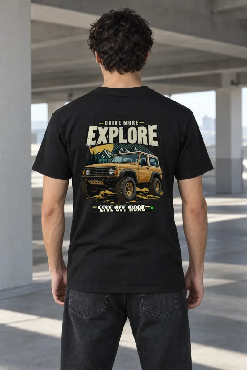 "Drive More Explore" Heavyweight Unisex Crewneck T-shirt | Gildan 5000