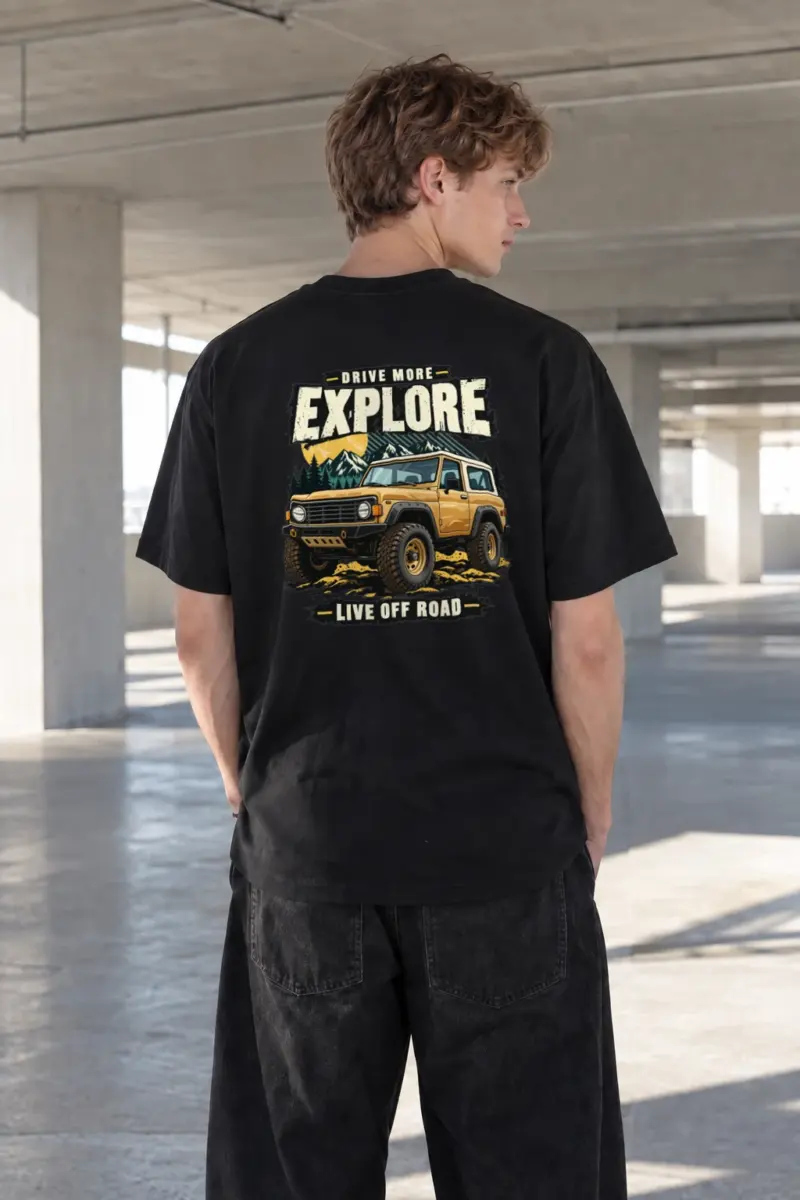 "Drive More Explore" Heavyweight Unisex Crewneck T-shirt | Gildan 5000
