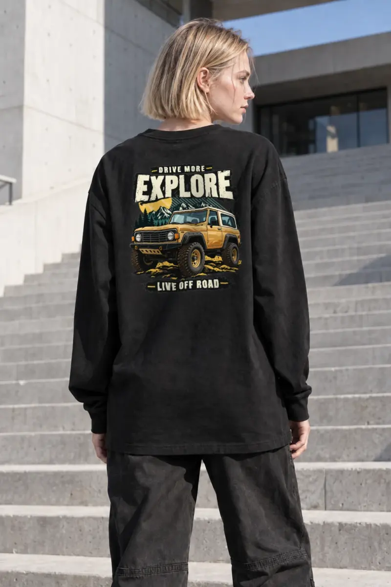 "Drive More Explore" Unisex Longsleeve T-shirt | Gildan 2400