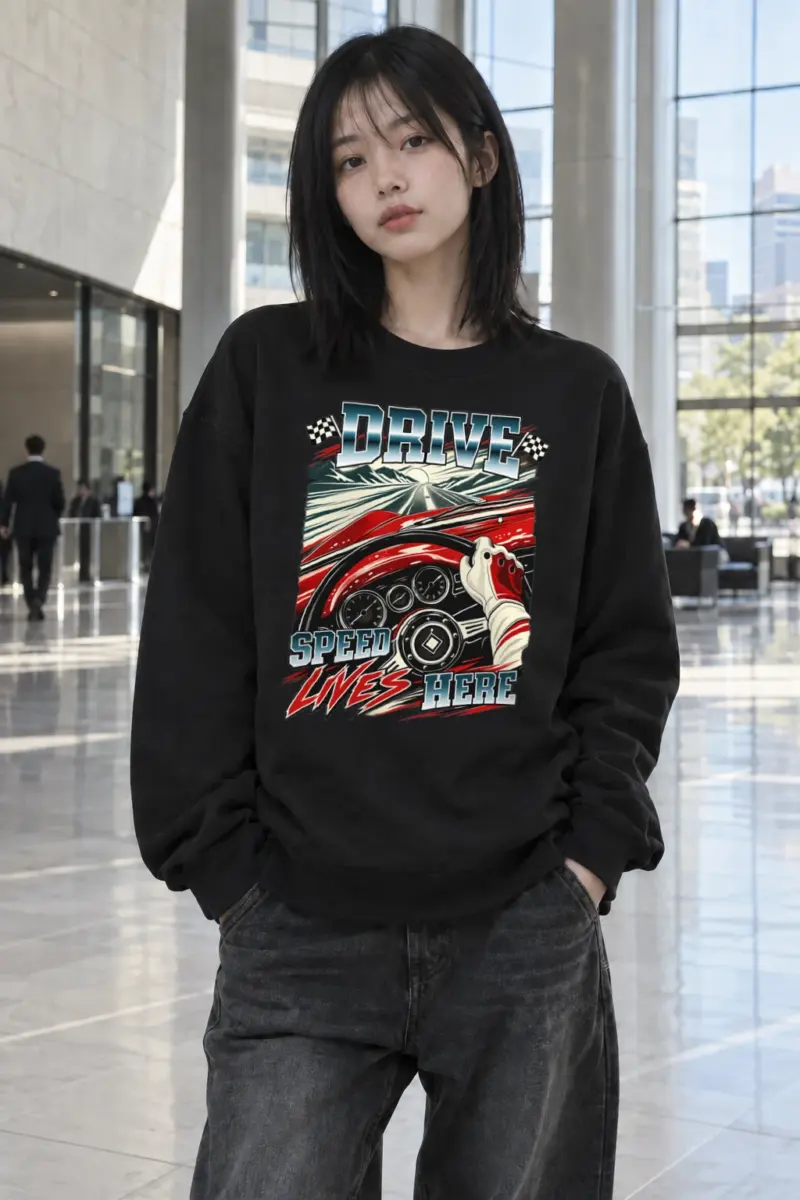 "Drive Speed Lives Here" Heavy Blend Unisex Crewneck Sweatshirt | Gildan 18000