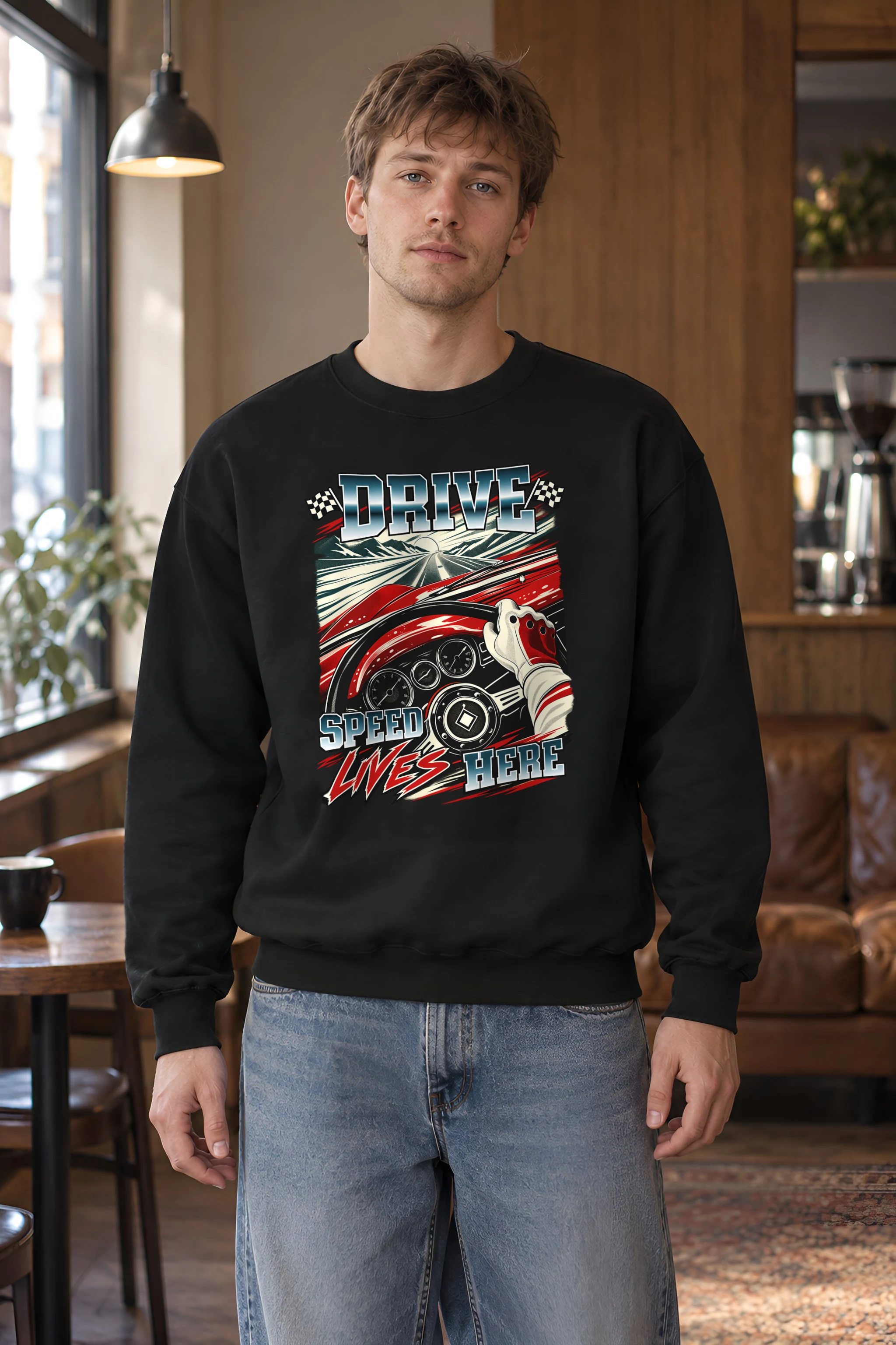 "Drive Speed Lives Here" 1 Crewneck Sweatshirt
