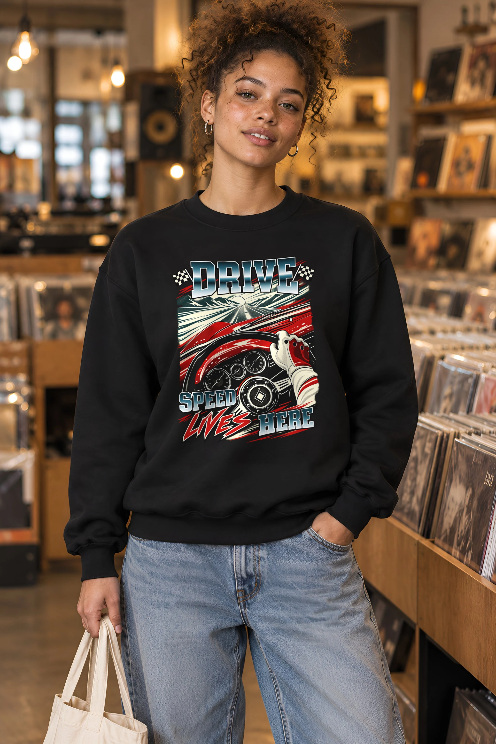 "Drive Speed Lives Here" 1 Crewneck Sweatshirt