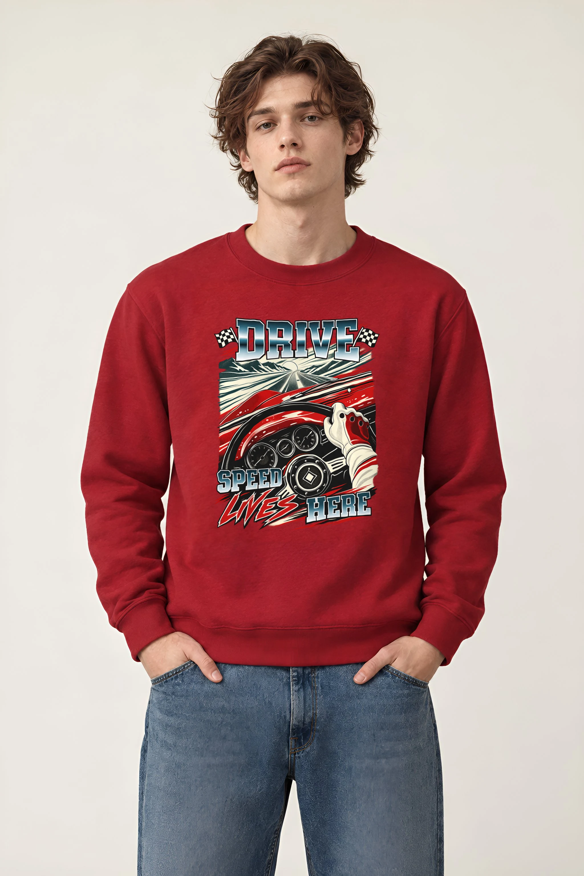 "Drive Speed Lives Here" 1 Crewneck Sweatshirt