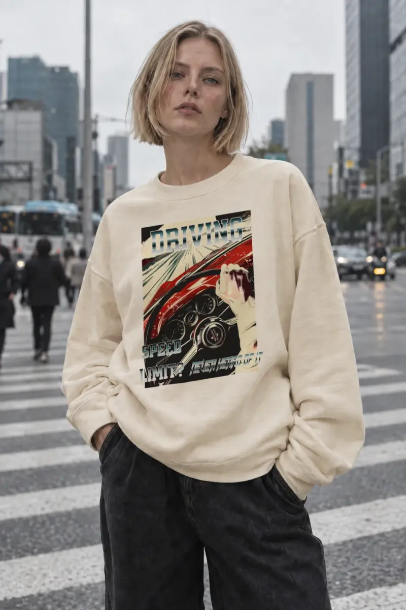 “Driving Speed Limit” Unisex Sponge Fleece Crewneck Sweatshirt | Bella + Canvas 3901