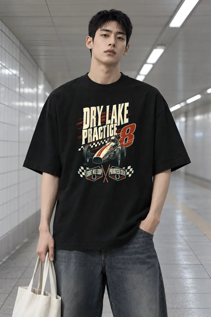 "Dry Lake Practice" Men's Oversized Heavyweight Crewneck T-Shirt
