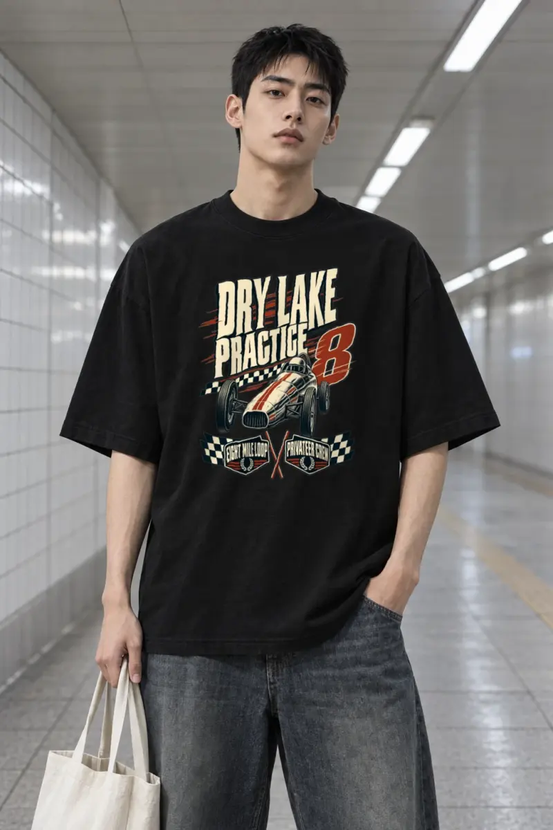 "Dry Lake Practice" Men's Oversized Heavyweight Crewneck T-Shirt
