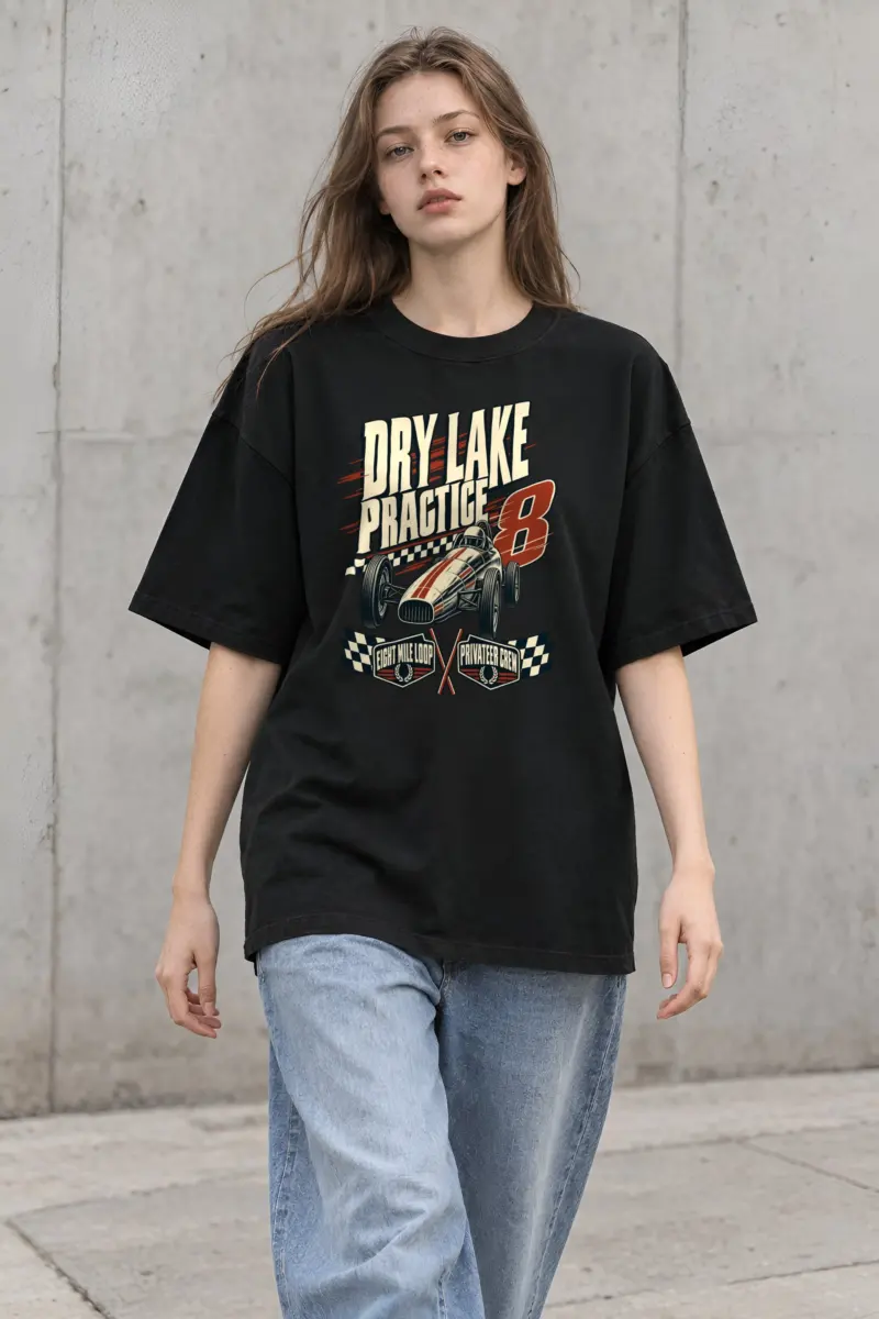 "Dry Lake Practice" Unisex Oversized Heavyweight Crewneck T-Shirt