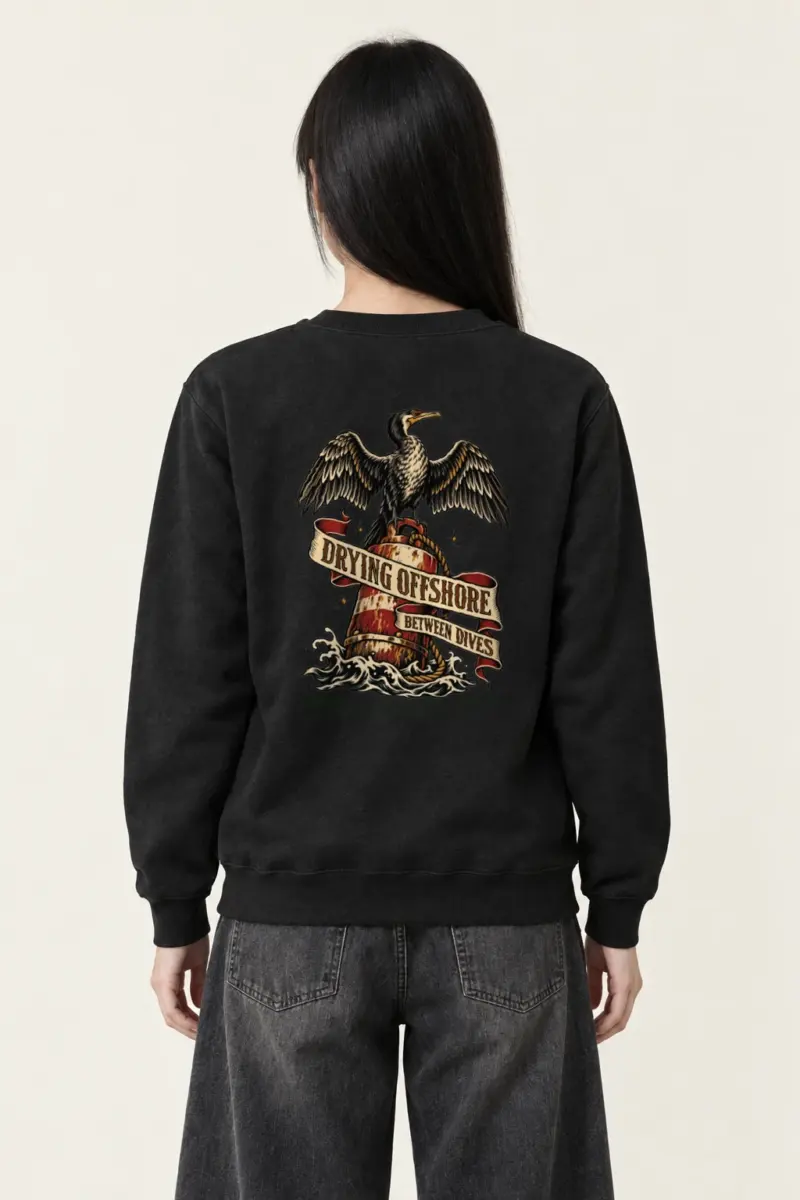 “Drying Offshore Between Dives” Heavy Blend Unisex Crewneck Sweatshirt