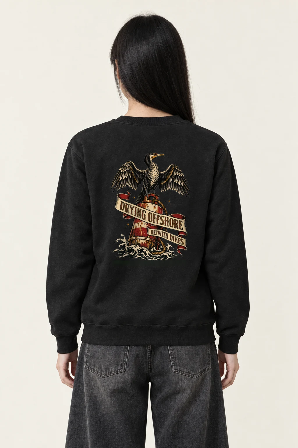 "Drying Offshore Between Dives" Heavy Blend Unisex Crewneck Sweatshirt