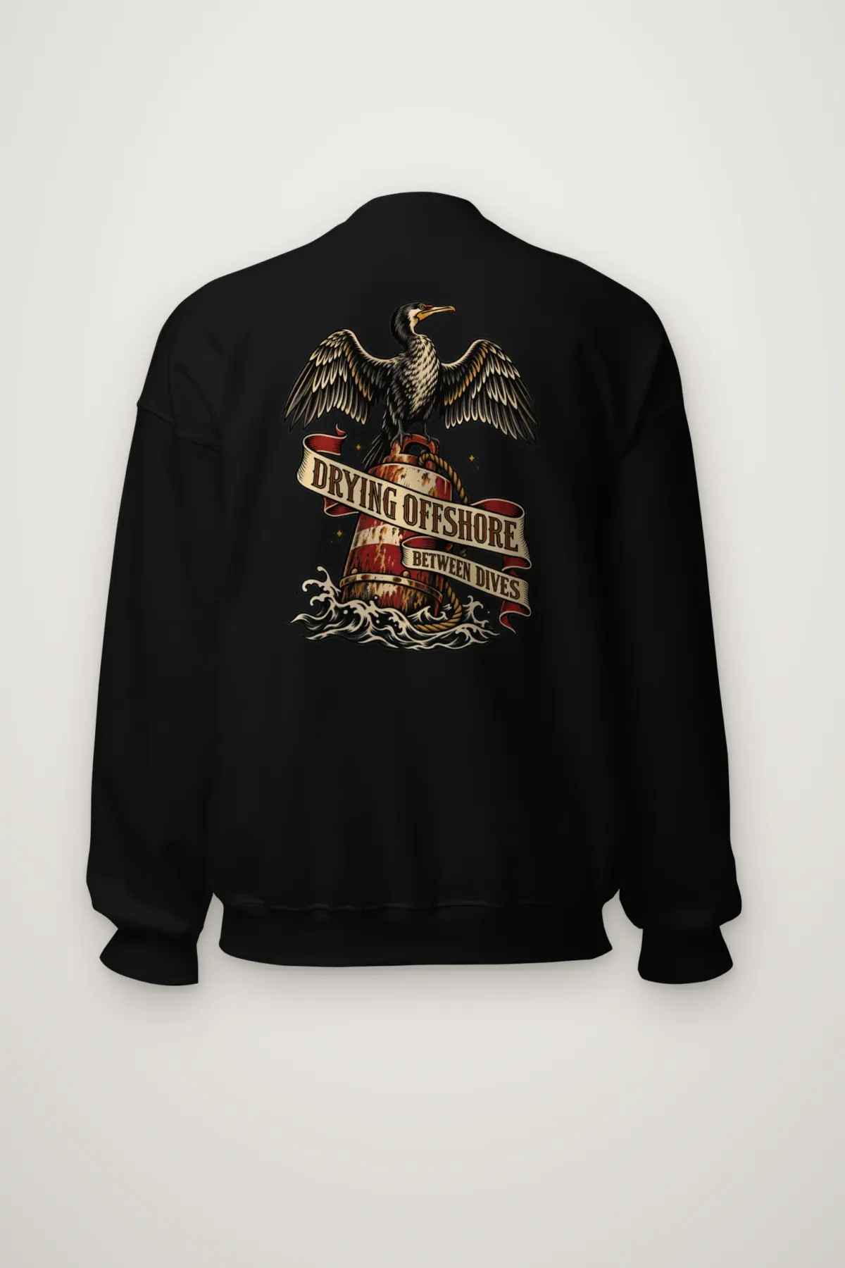 "Drying Offshore Between Dives" Heavy Blend Unisex Crewneck Sweatshirt