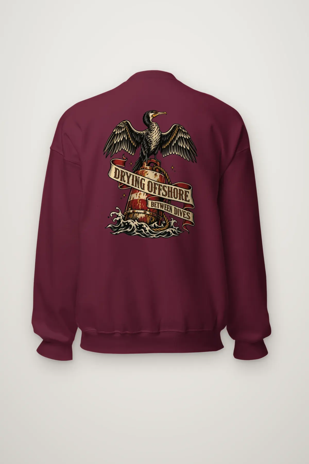 "Drying Offshore Between Dives" Heavy Blend Unisex Crewneck Sweatshirt