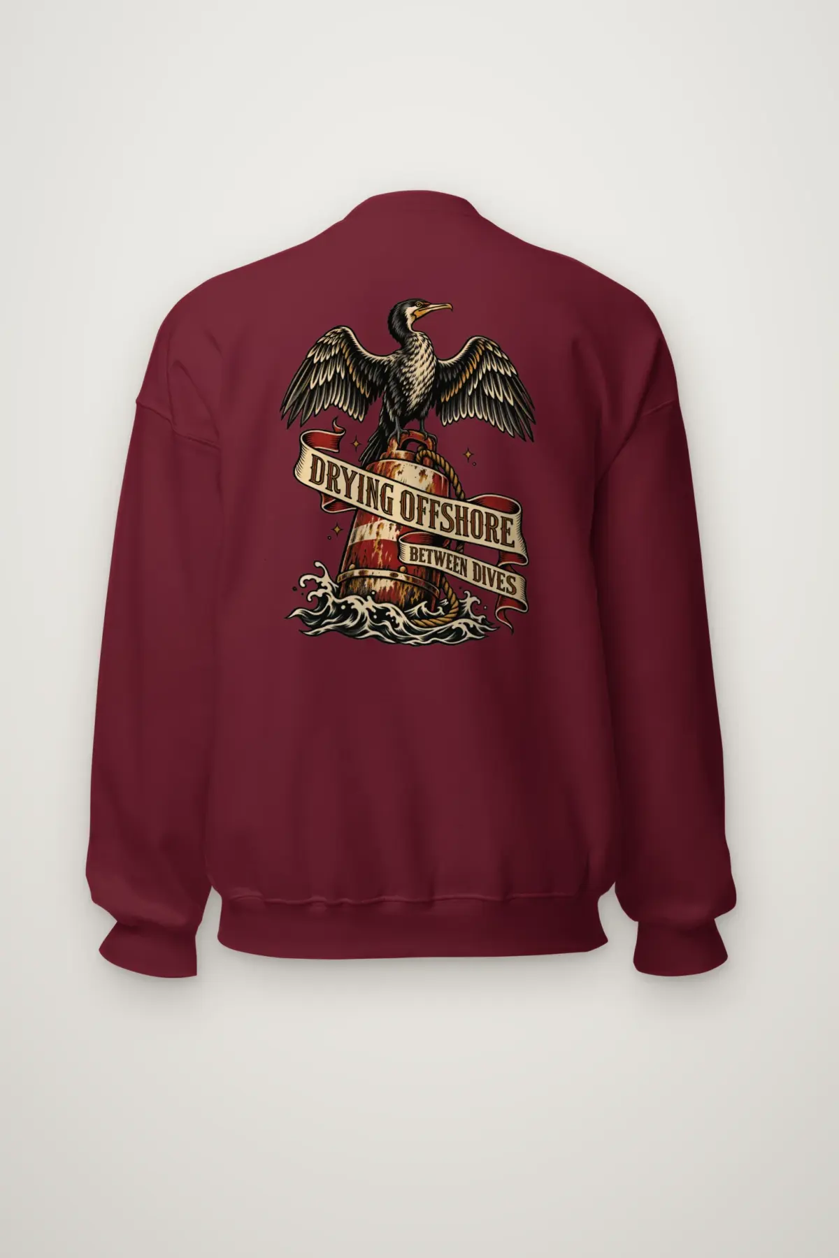 "Drying Offshore Between Dives" Heavy Blend Unisex Crewneck Sweatshirt