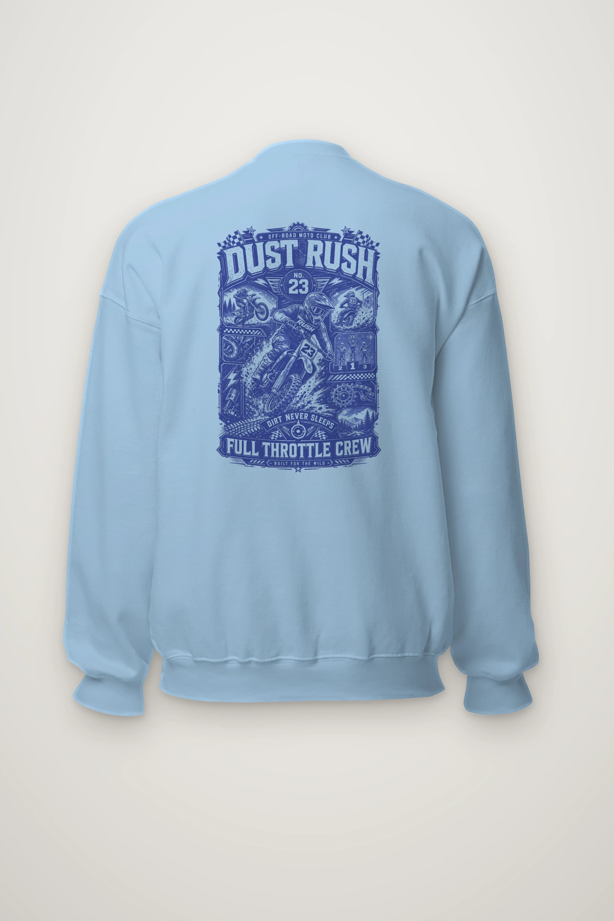 "Dust Rush Moto Club" Heavy Blend Unisex Crewneck Sweatshirt