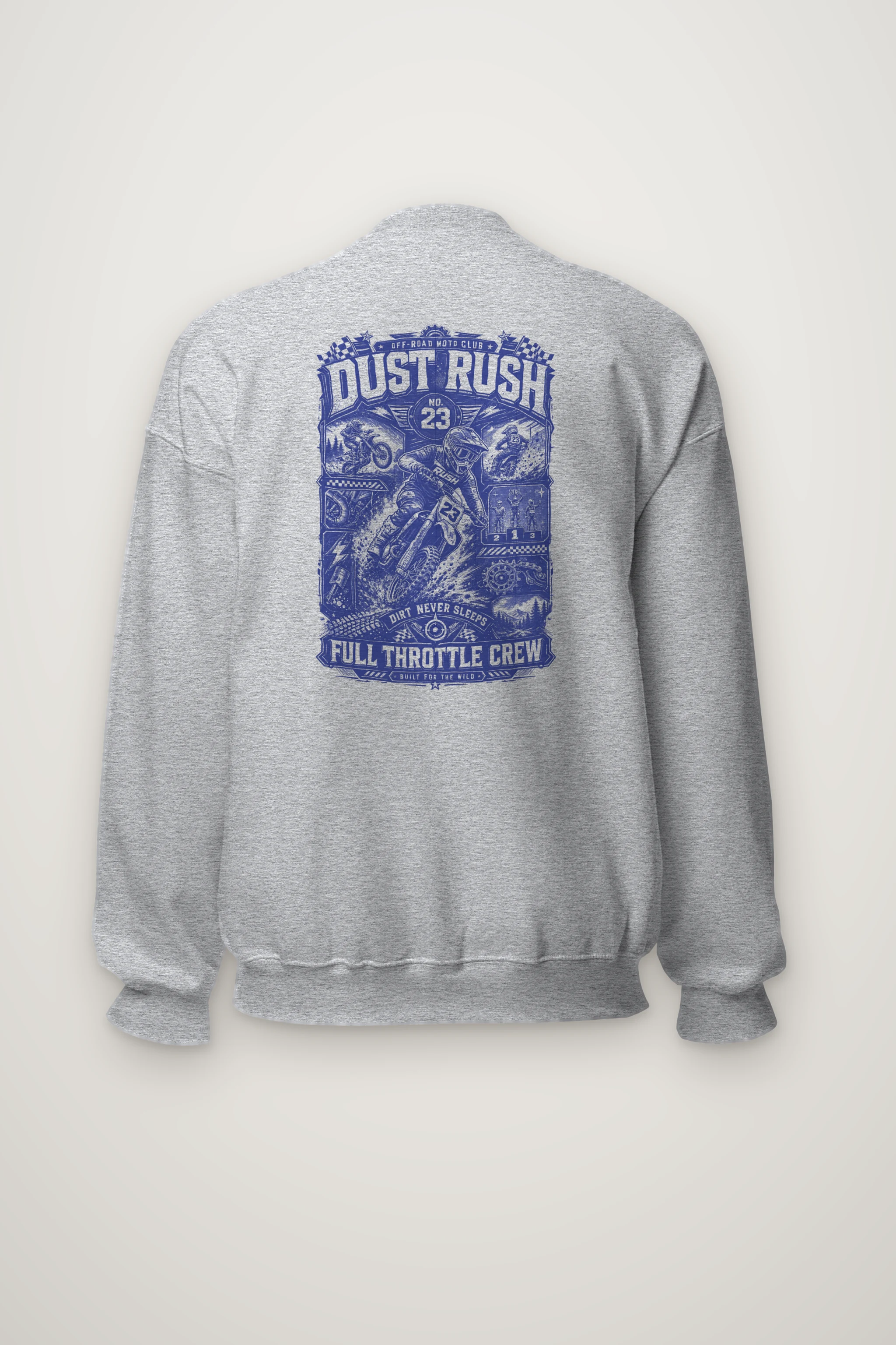 "Dust Rush Moto Club" Heavy Blend Unisex Crewneck Sweatshirt