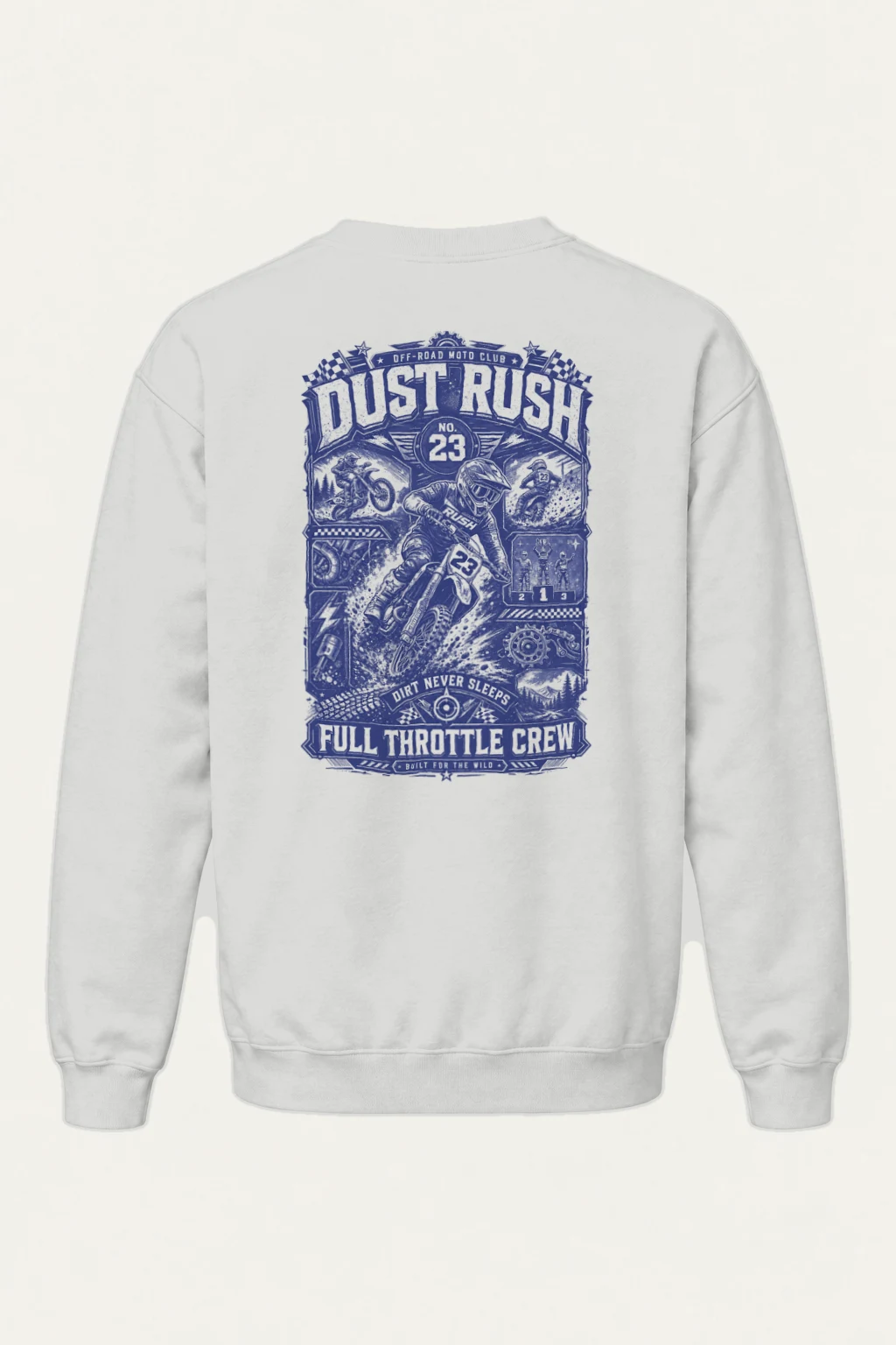 "Dust Rush Moto Club" Heavy Blend Unisex Crewneck Sweatshirt | Gildan 18000