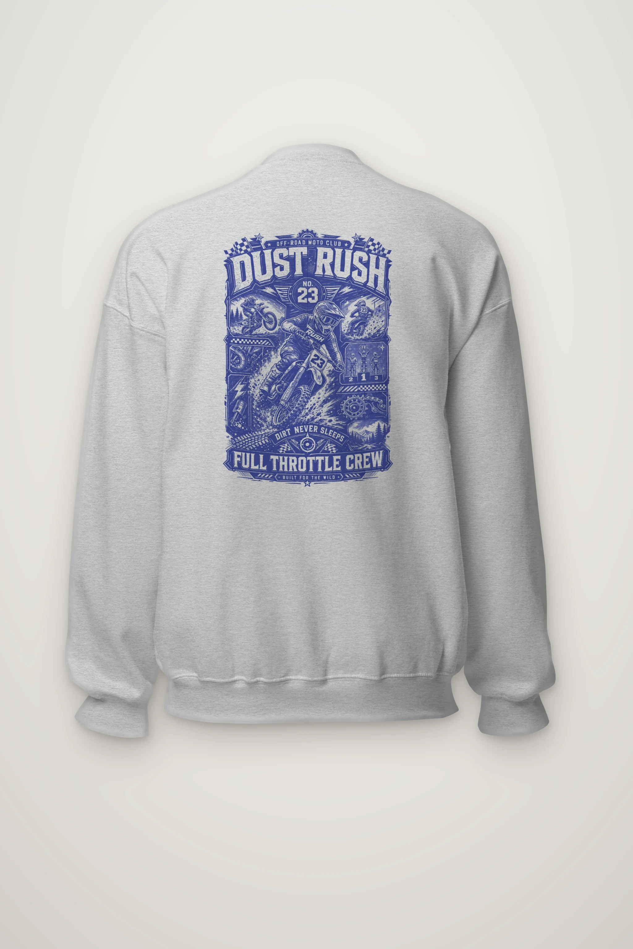 "Dust Rush Moto Club" Heavy Blend Unisex Crewneck Sweatshirt