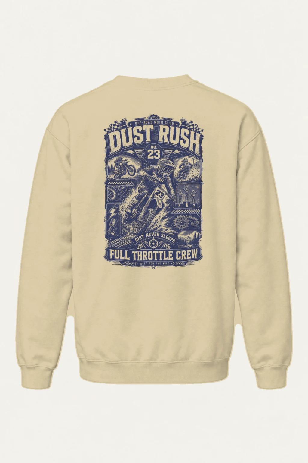 "Dust Rush Moto Club" Heavy Blend Unisex Crewneck Sweatshirt | Gildan 18000