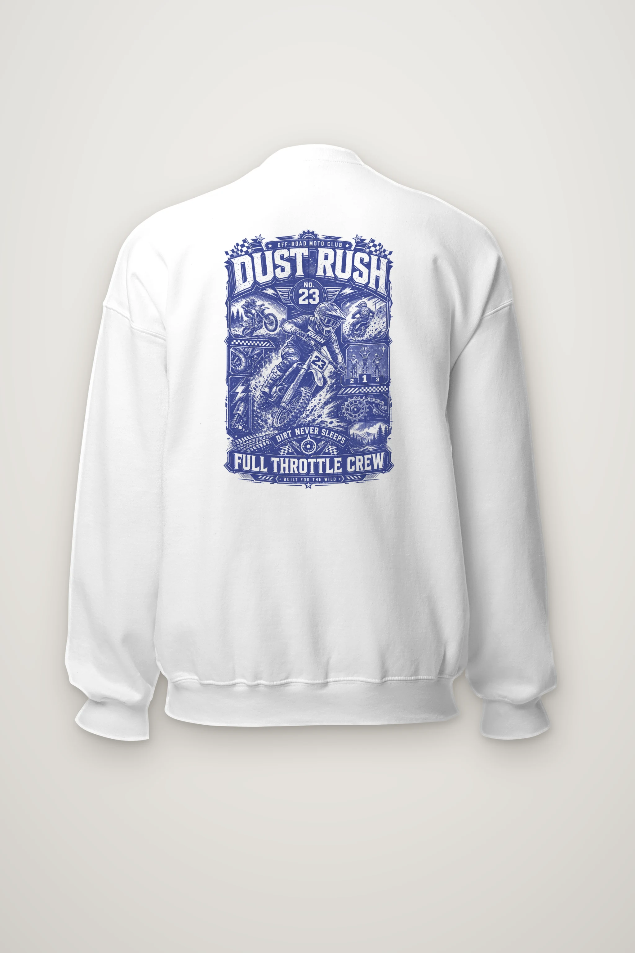 "Dust Rush Moto Club" Heavy Blend Unisex Crewneck Sweatshirt