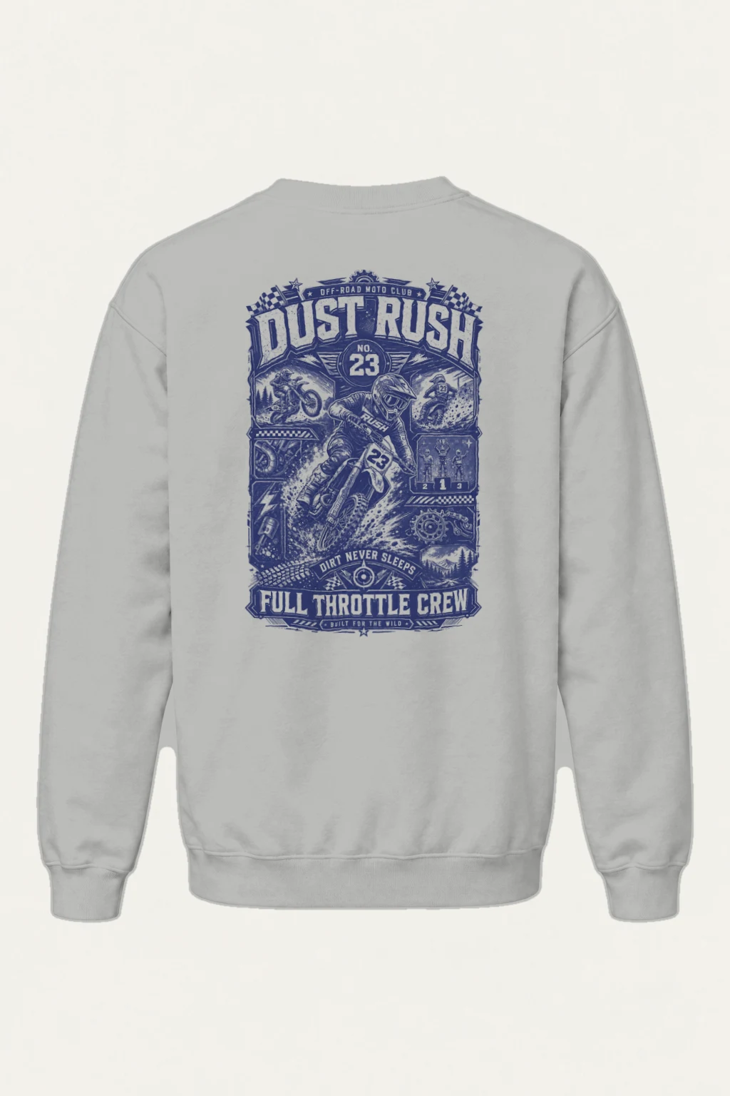 "Dust Rush Moto Club" Heavy Blend Unisex Crewneck Sweatshirt | Gildan 18000