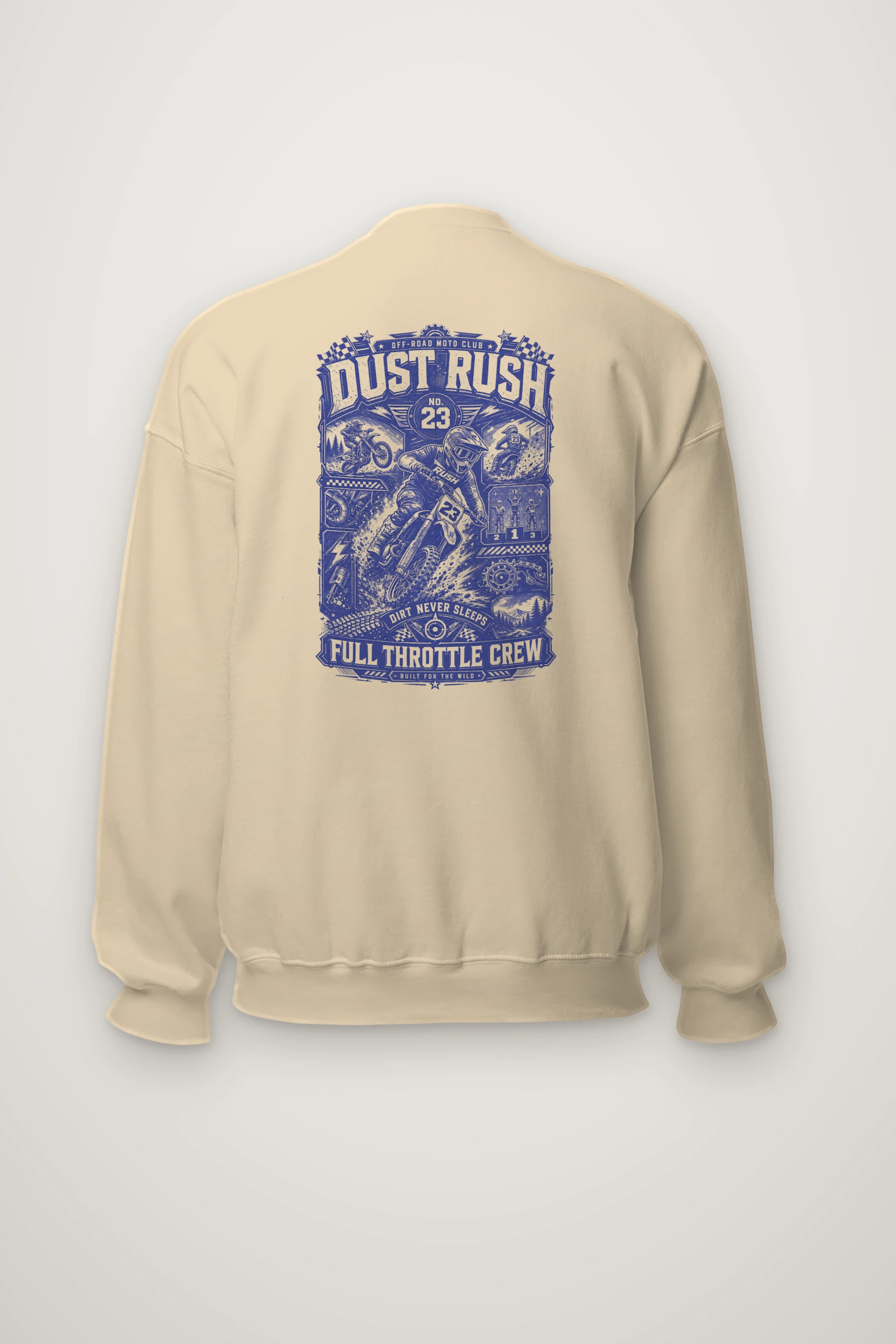 "Dust Rush Moto Club" Heavy Blend Unisex Crewneck Sweatshirt