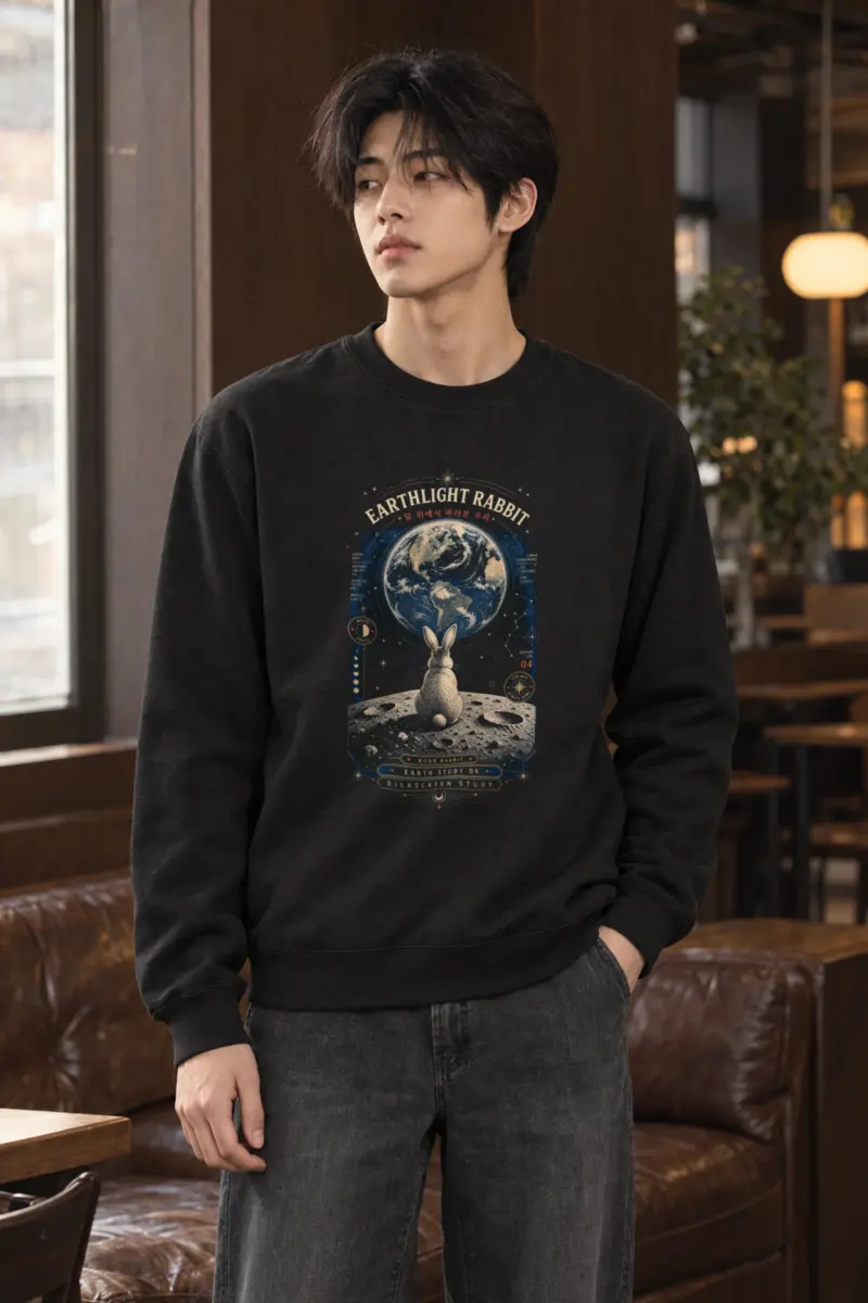 "Earthlight Moon Rabbit" Heavy Blend Unisex Crewneck Sweatshirt