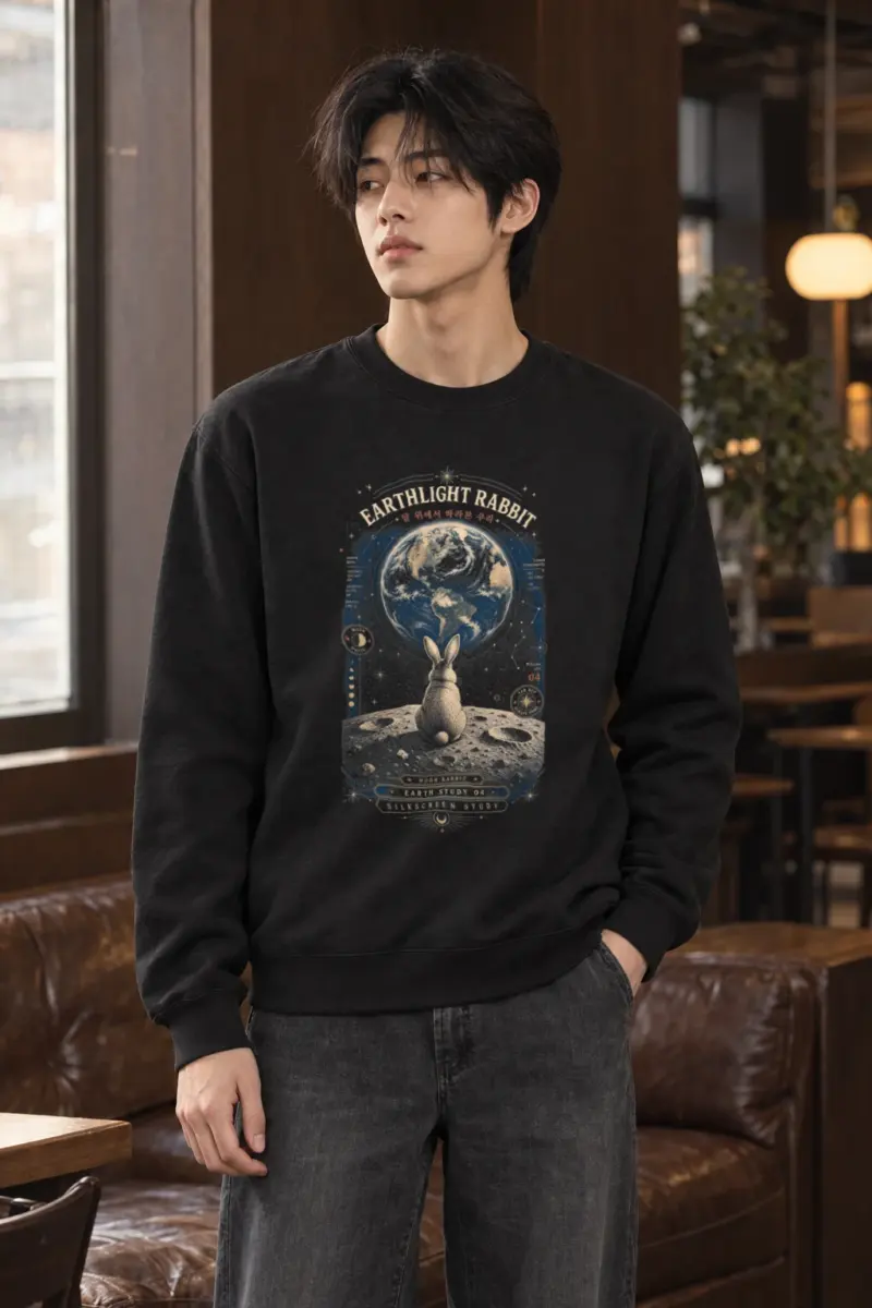 "Earthlight Moon Rabbit" Heavy Blend Unisex Crewneck Sweatshirt