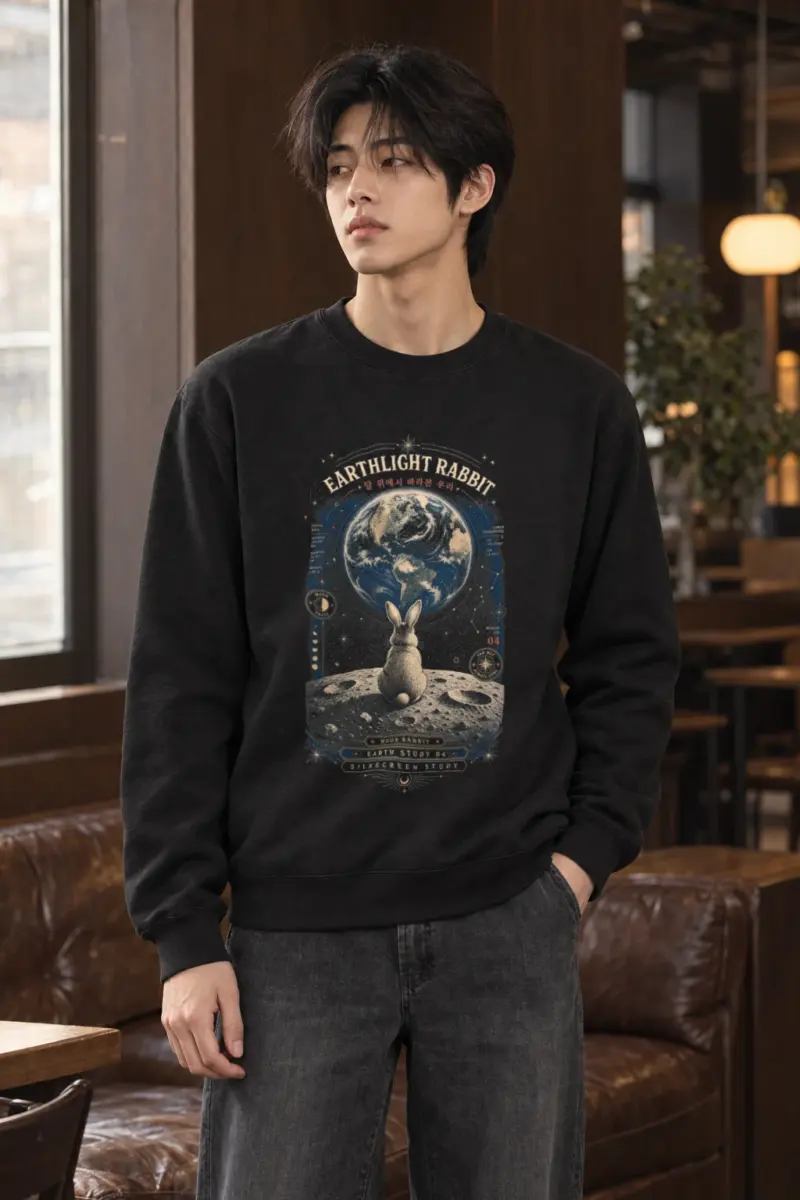 "Earthlight Moon Rabbit" Heavy Blend Unisex Crewneck Sweatshirt