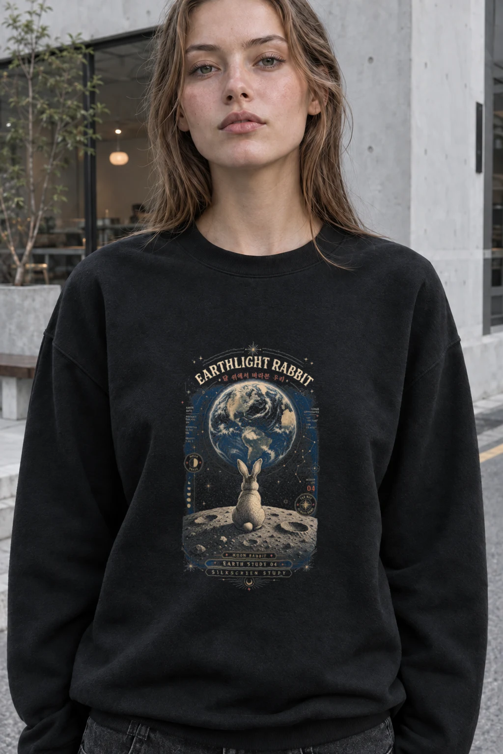 "Earthlight Moon Rabbit" Heavy Blend Unisex Crewneck Sweatshirt | Gildan 18000