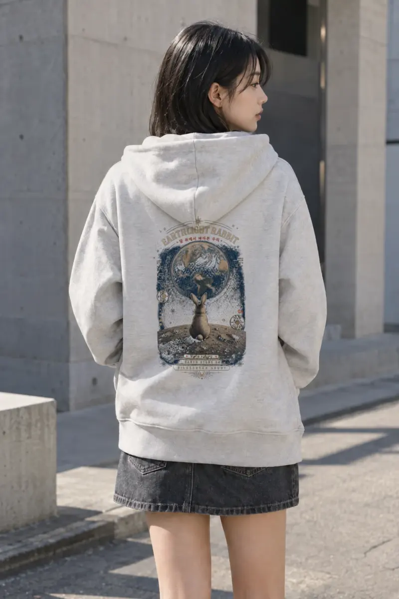 "Earthlight Moon Rabbit" Heavy Blend Unisex Pullover Hoodie | Gildan 18500