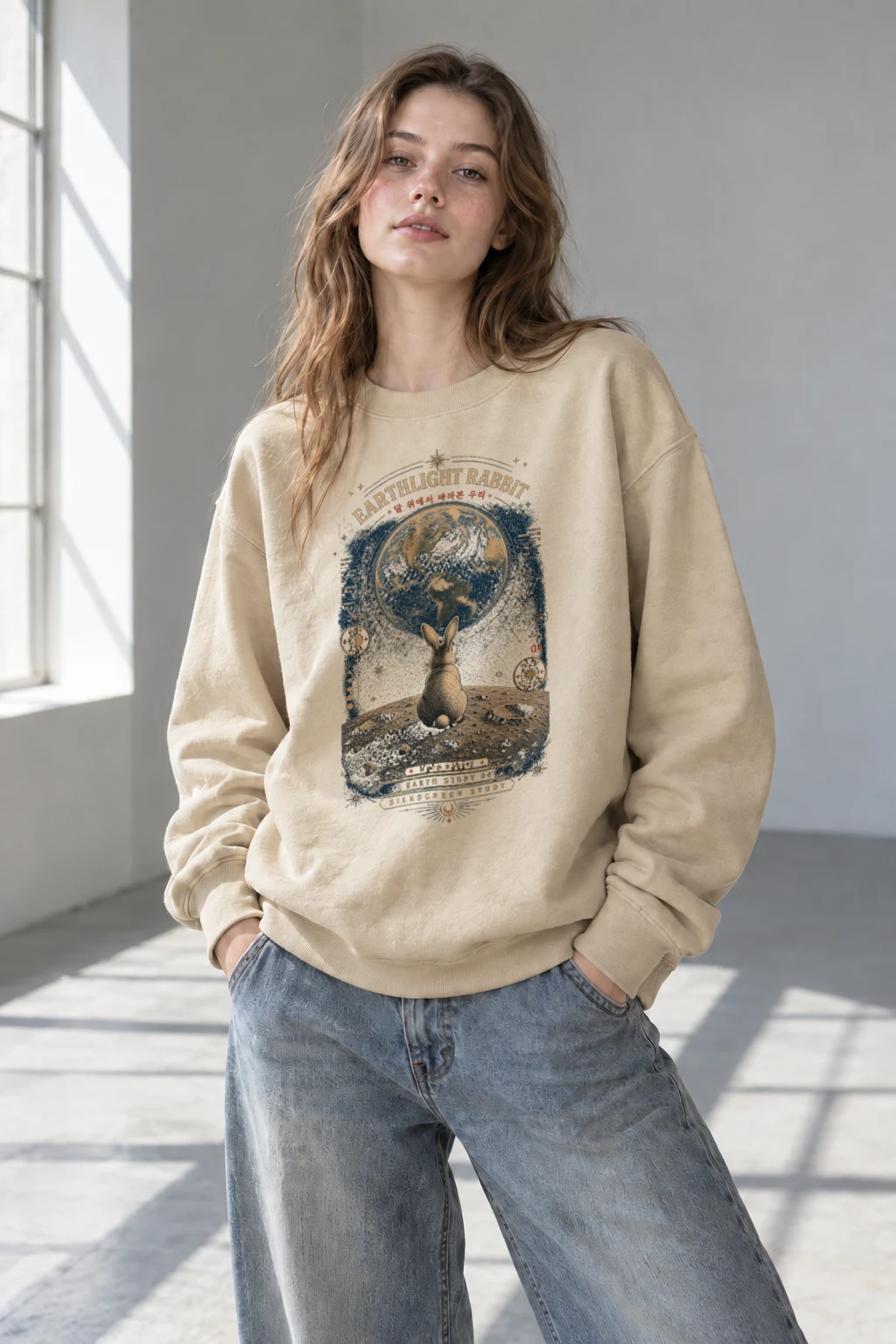 "Earthlight Rabbit" Heavy Blend Unisex Crewneck Sweatshirt | Gildan 18000