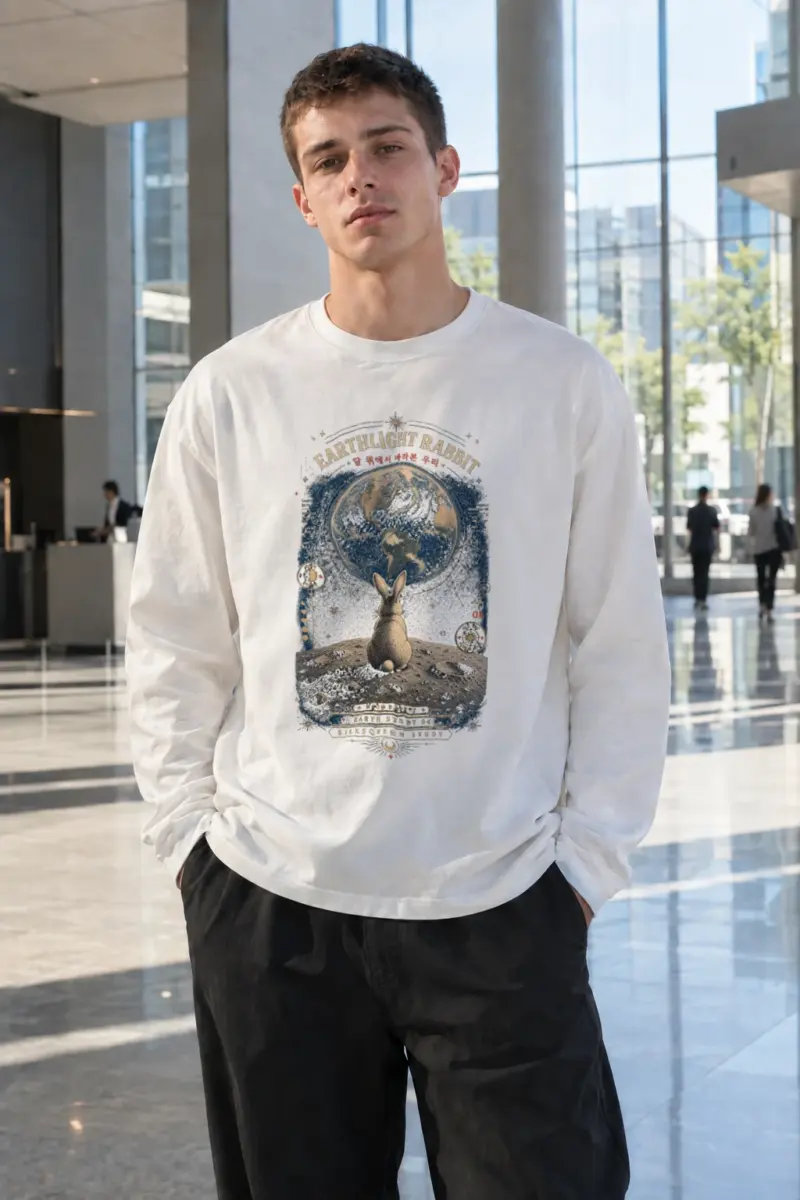 "Earthlight Rabbit" Unisex Longsleeve T-shirt | Gildan 2400