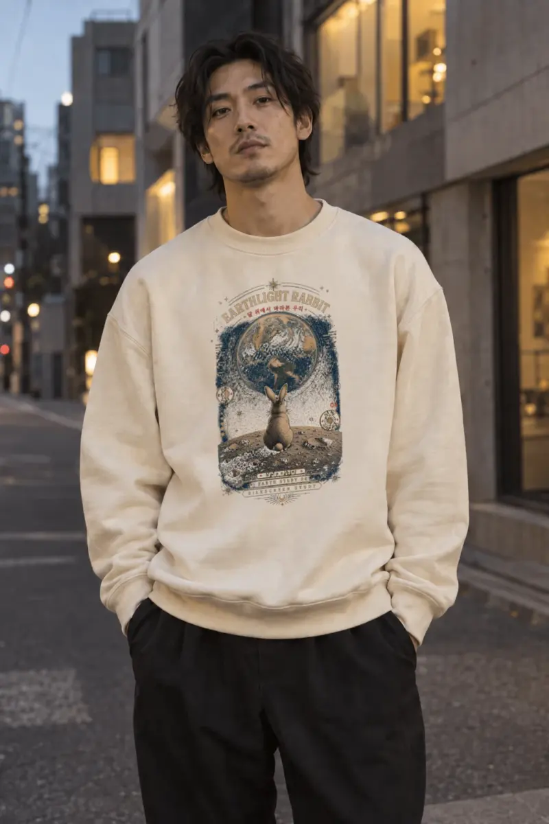 "Earthlight Rabbit" Unisex Sponge Fleece Crewneck Sweatshirt | Bella + Canvas 3901